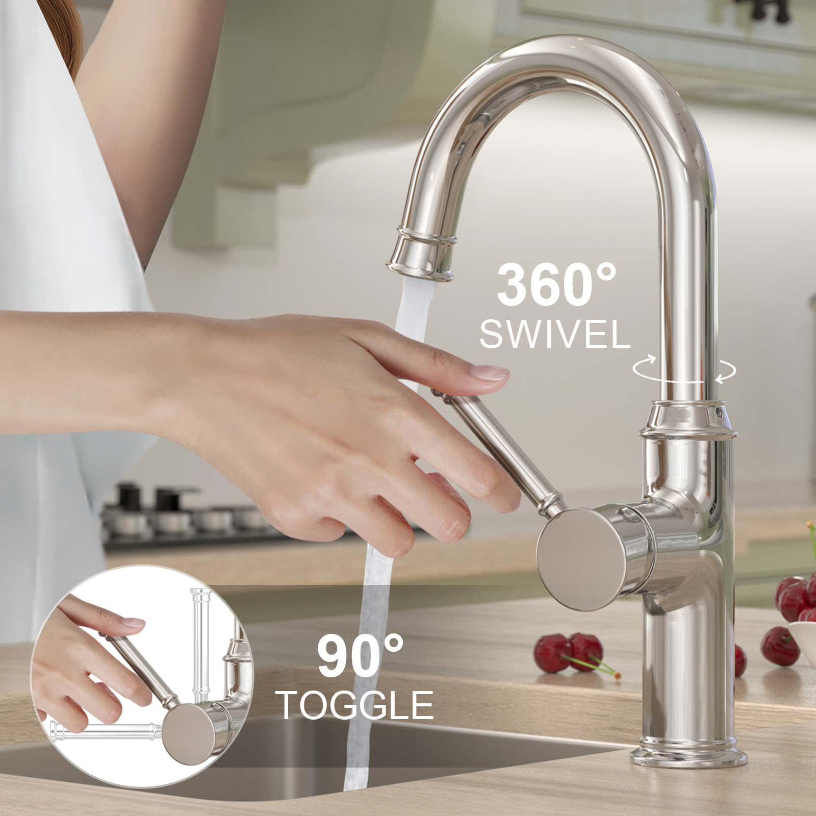 Kitchen Bar Faucet, Chrome, KBF201, Lava Odoro