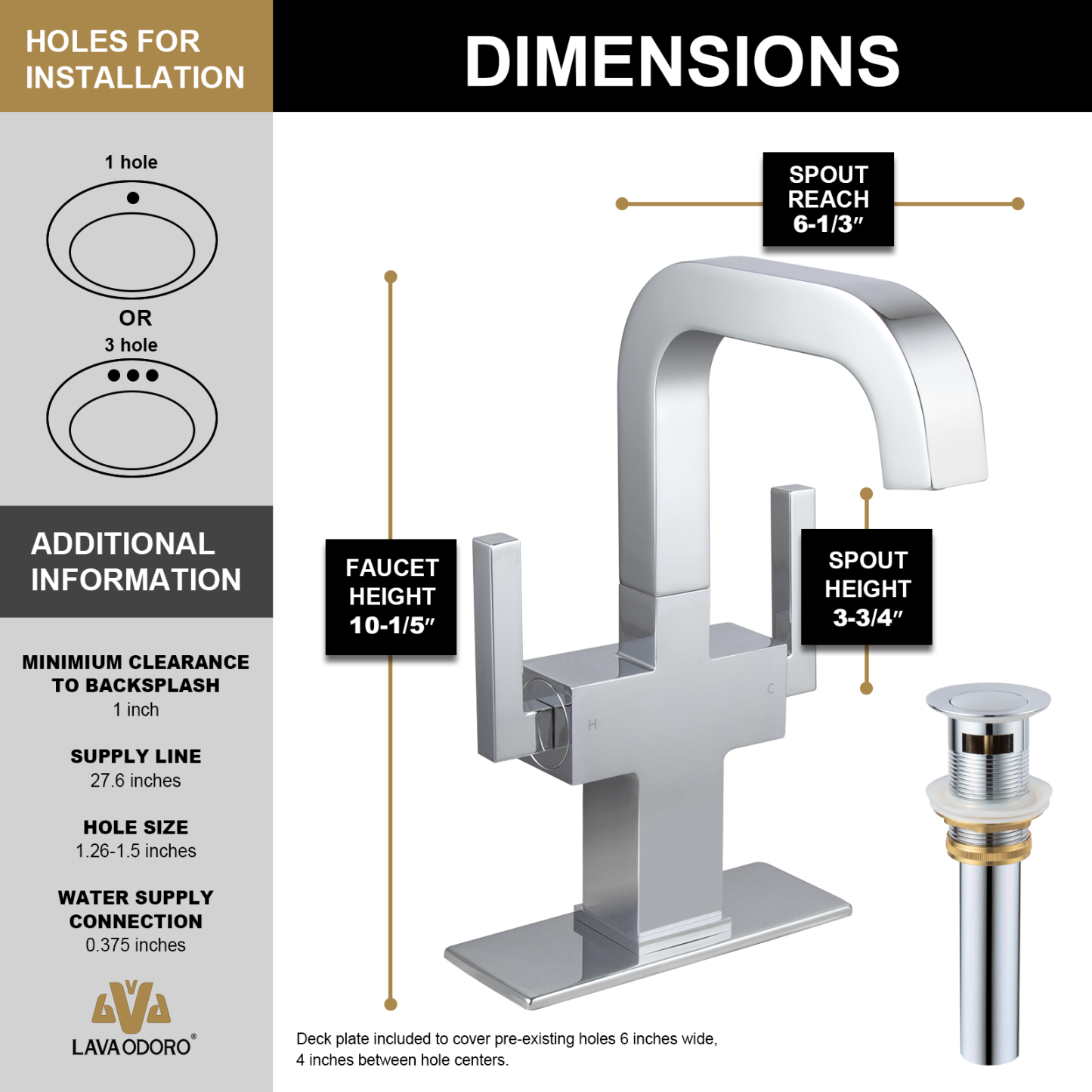Bathroom Faucet Single Hole Two Handle Bathroom Sink Faucet High Arc Swivel BF705 I Lava Odoro -LAVA ODORO
