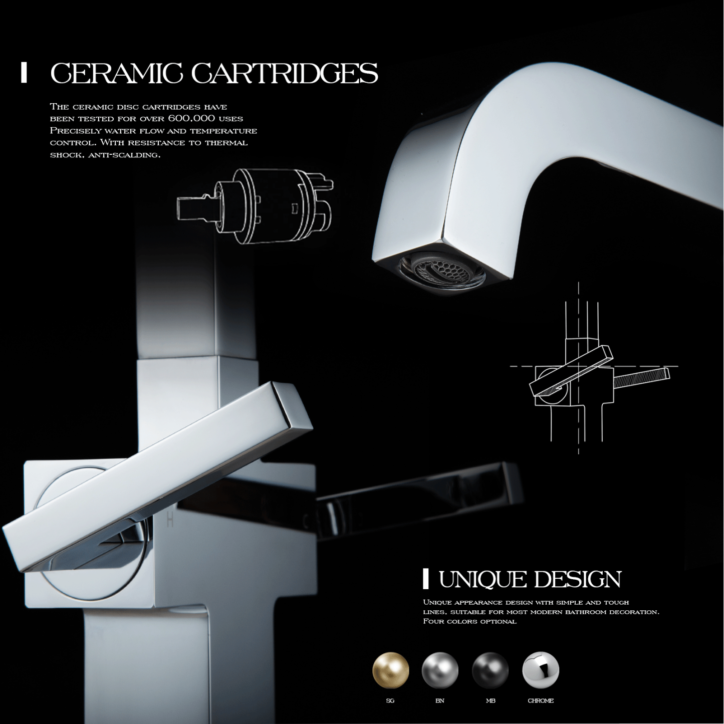 Bathroom Faucet Single Hole Two Handle Bathroom Sink Faucet High Arc Swivel BF705 I Lava Odoro -LAVA ODORO