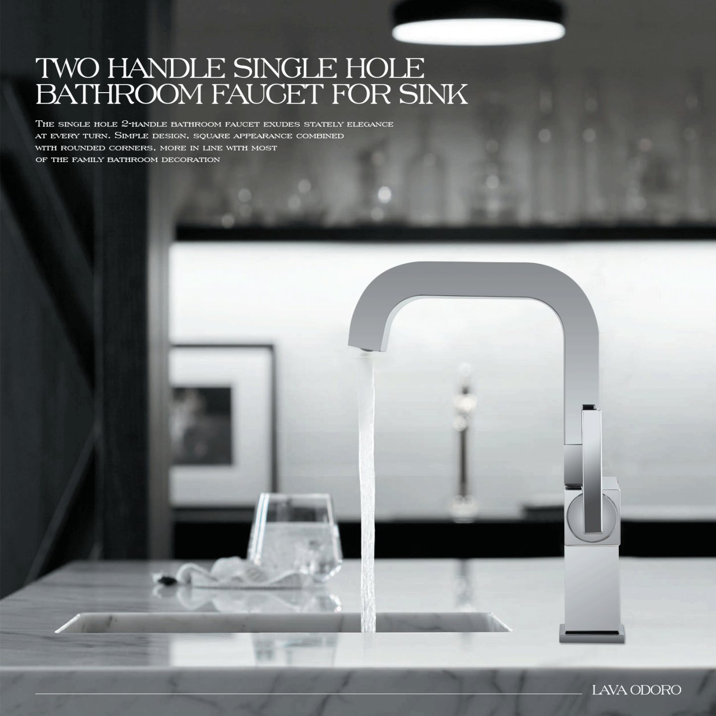 Bathroom Faucet Single Hole Two Handle Bathroom Sink Faucet High Arc Swivel BF705 I Lava Odoro -LAVA ODORO