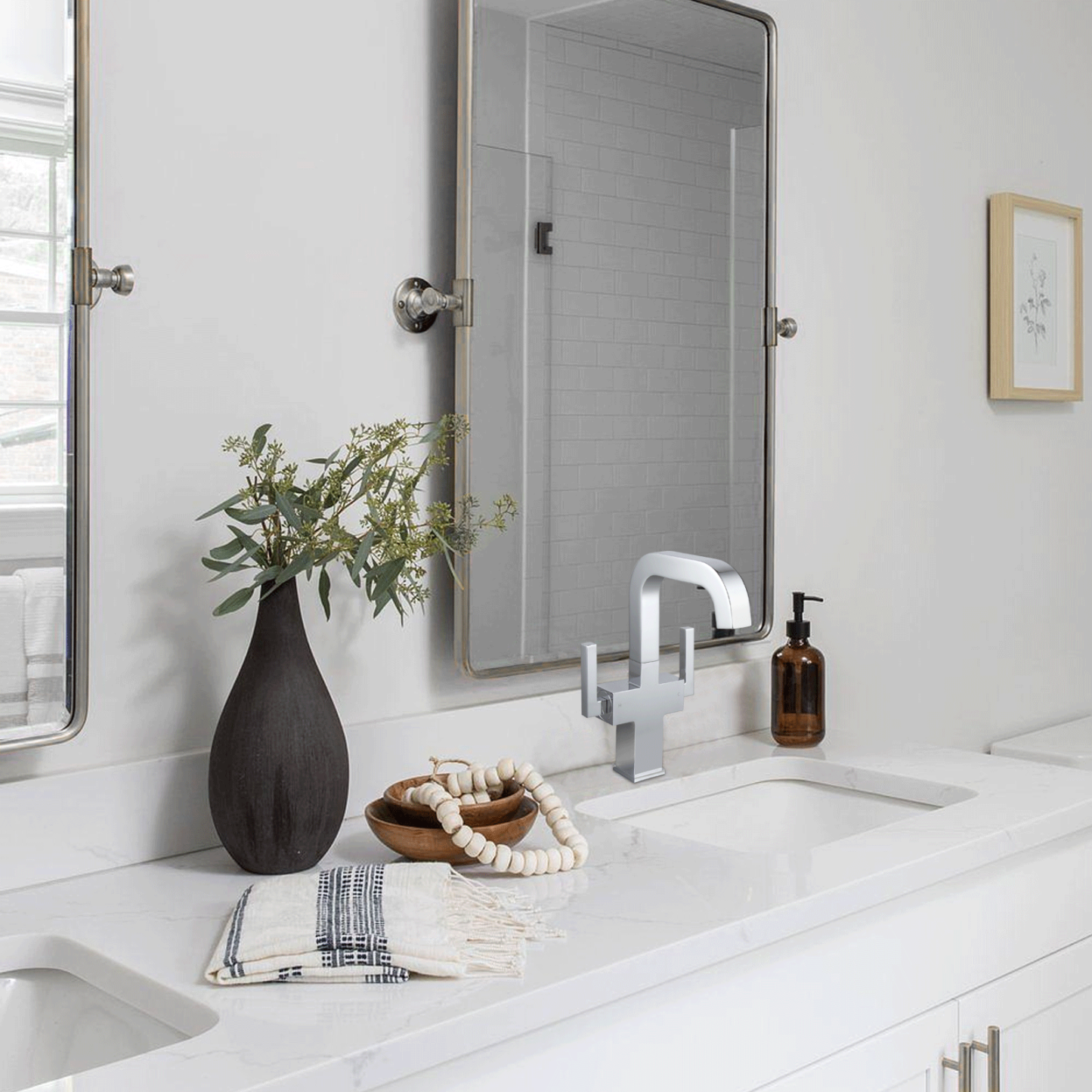 Bathroom Faucet Single Hole Two Handle Bathroom Sink Faucet High Arc Swivel BF705 I Lava Odoro -LAVA ODORO