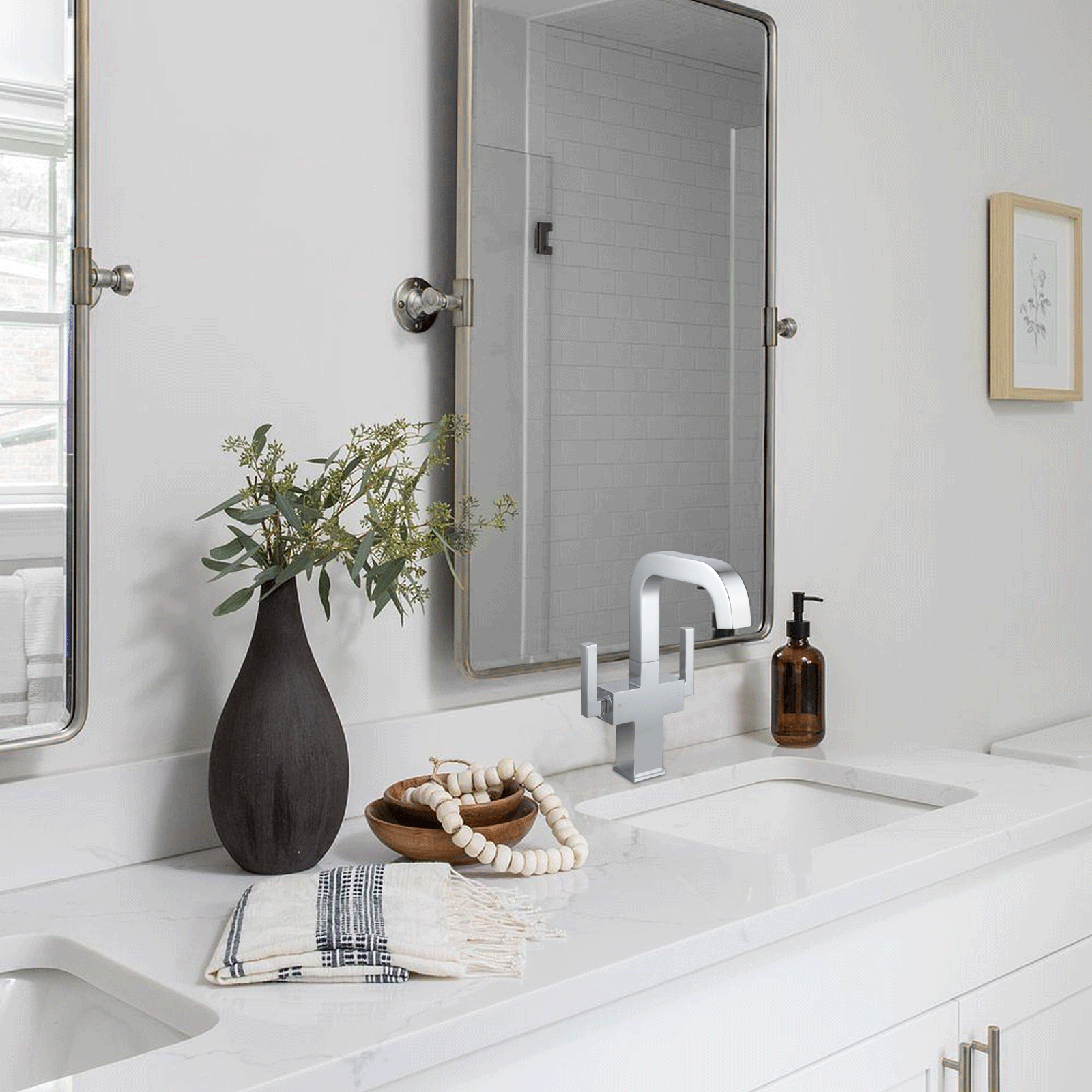 Bathroom Faucet Single Hole Two Handle Bathroom Sink Faucet High Arc Swivel BF705 I Lava Odoro -LAVA ODORO