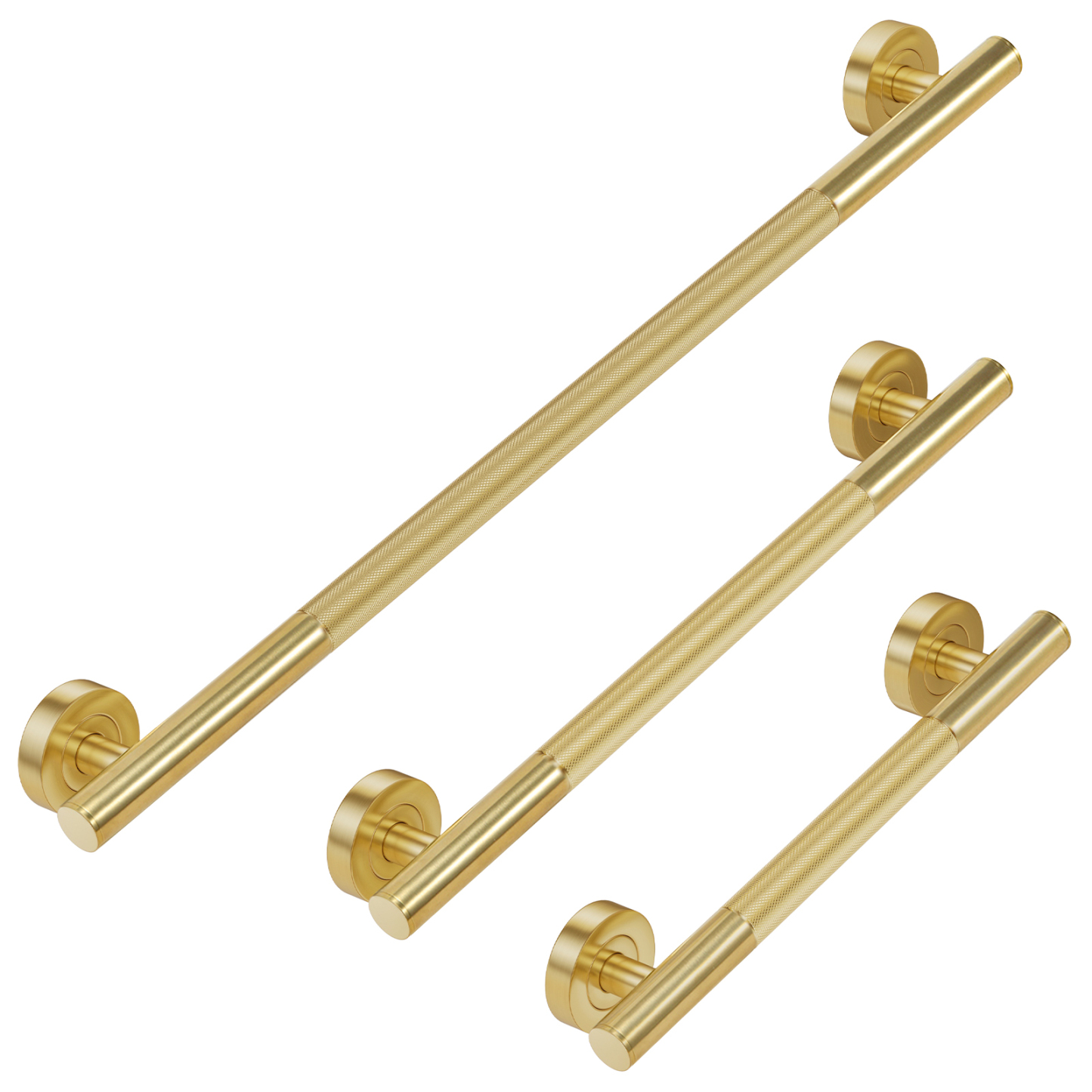 Anti-Slip Knurling Shower Grab Bars,3 Pack 36" 24" 18"