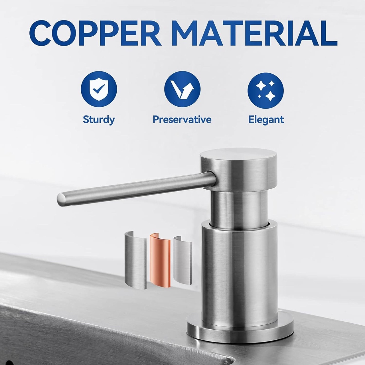 Brass Soap Dispenser for Kitchen Sink - Lava Odoro