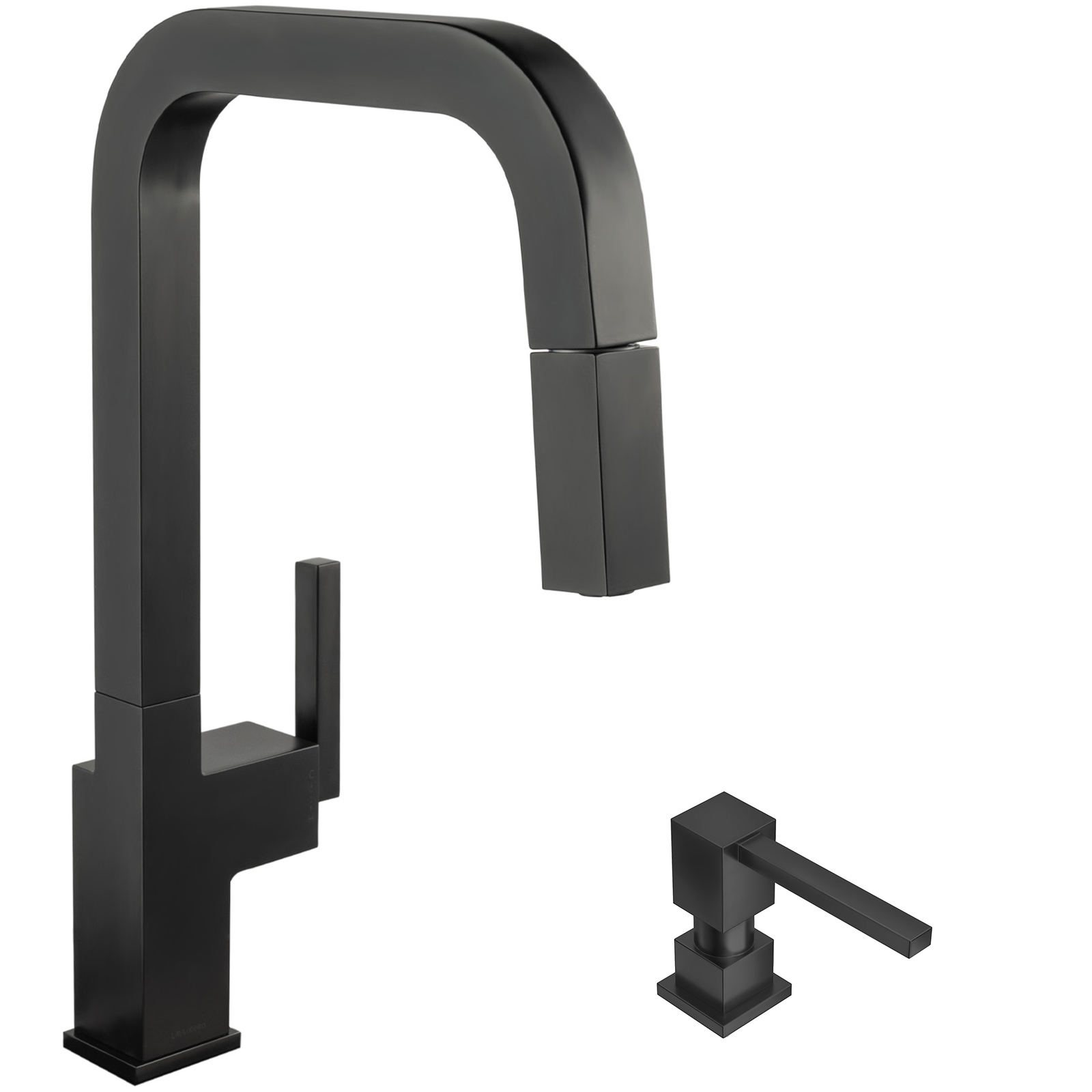Square Kitchen Faucet with Soap Dispenser, Matte Black, Lava Odoro