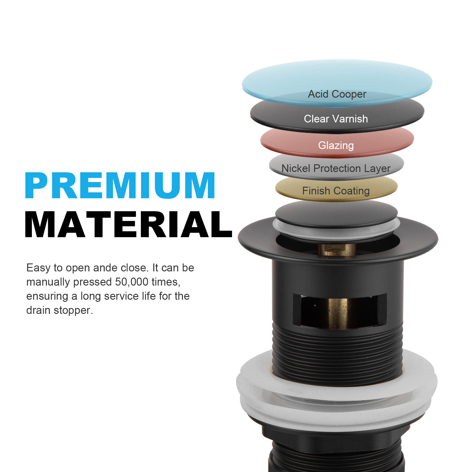 Bathroom Sink Drain with Overflow - Lava Odoro-LAVA ODORO