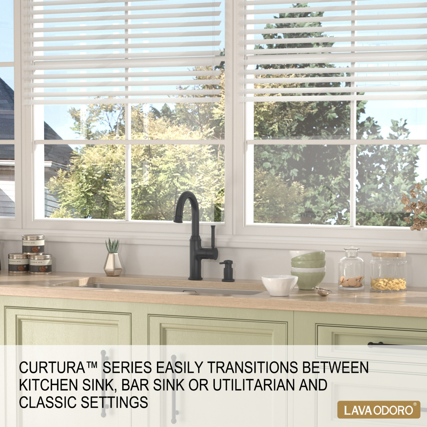 Bar Sink Faucet with Soap Dispenser, Matte Black, Lava Odoro