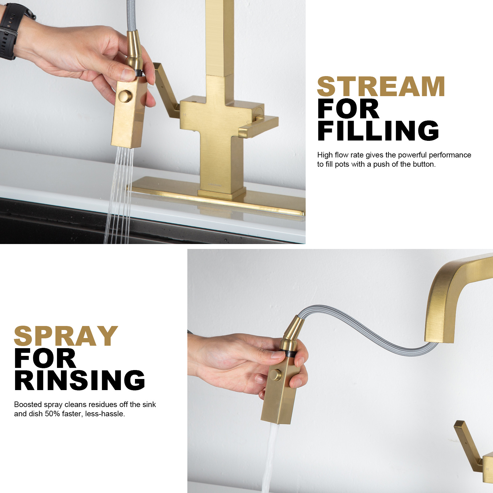Kitchen Faucet with Pull Down Sprayer KF802 - Lava Odoro -LAVA ODORO