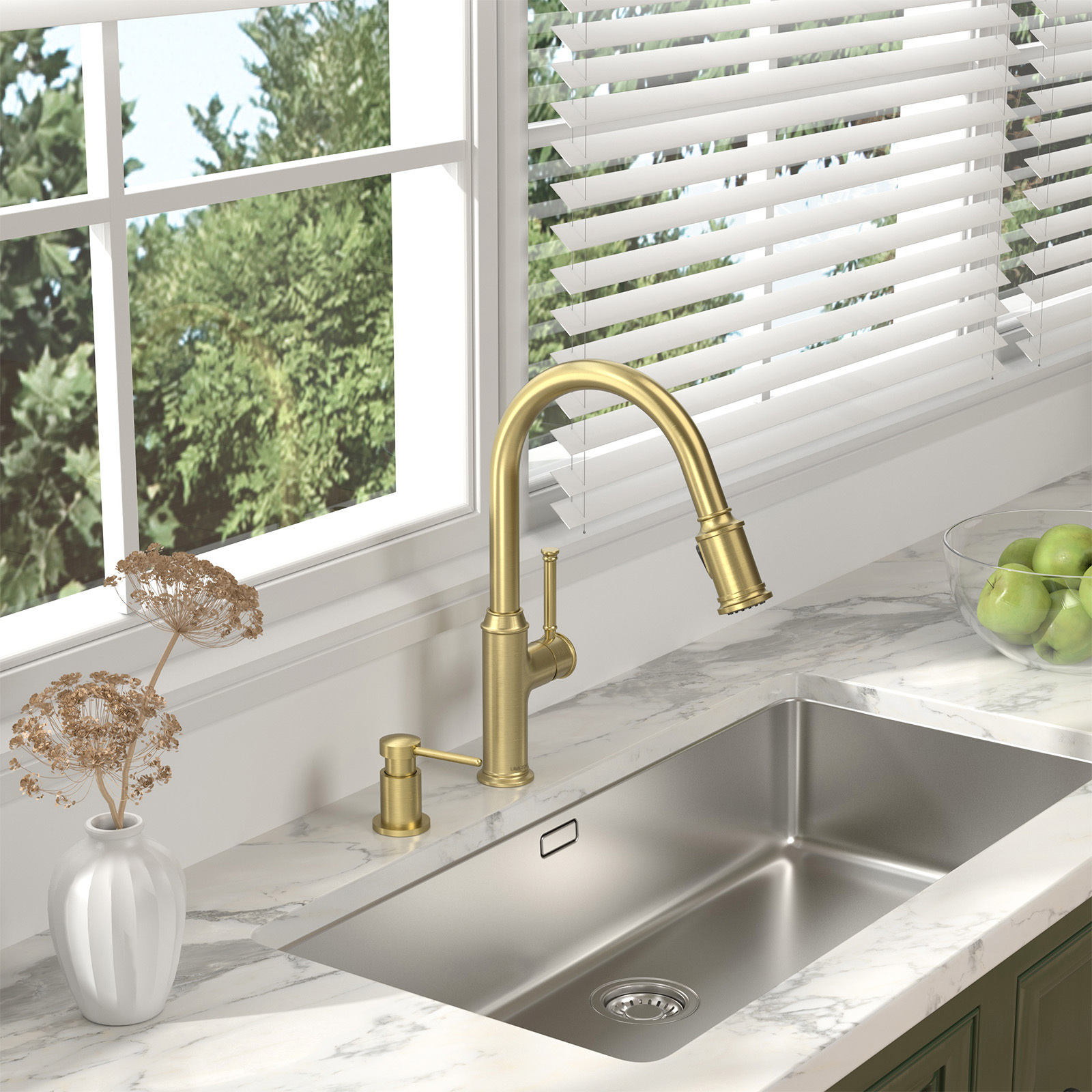 Soap Dispenser for Kitchen Sink, Brushed Gold, 18 Oz. - Lava Odoro