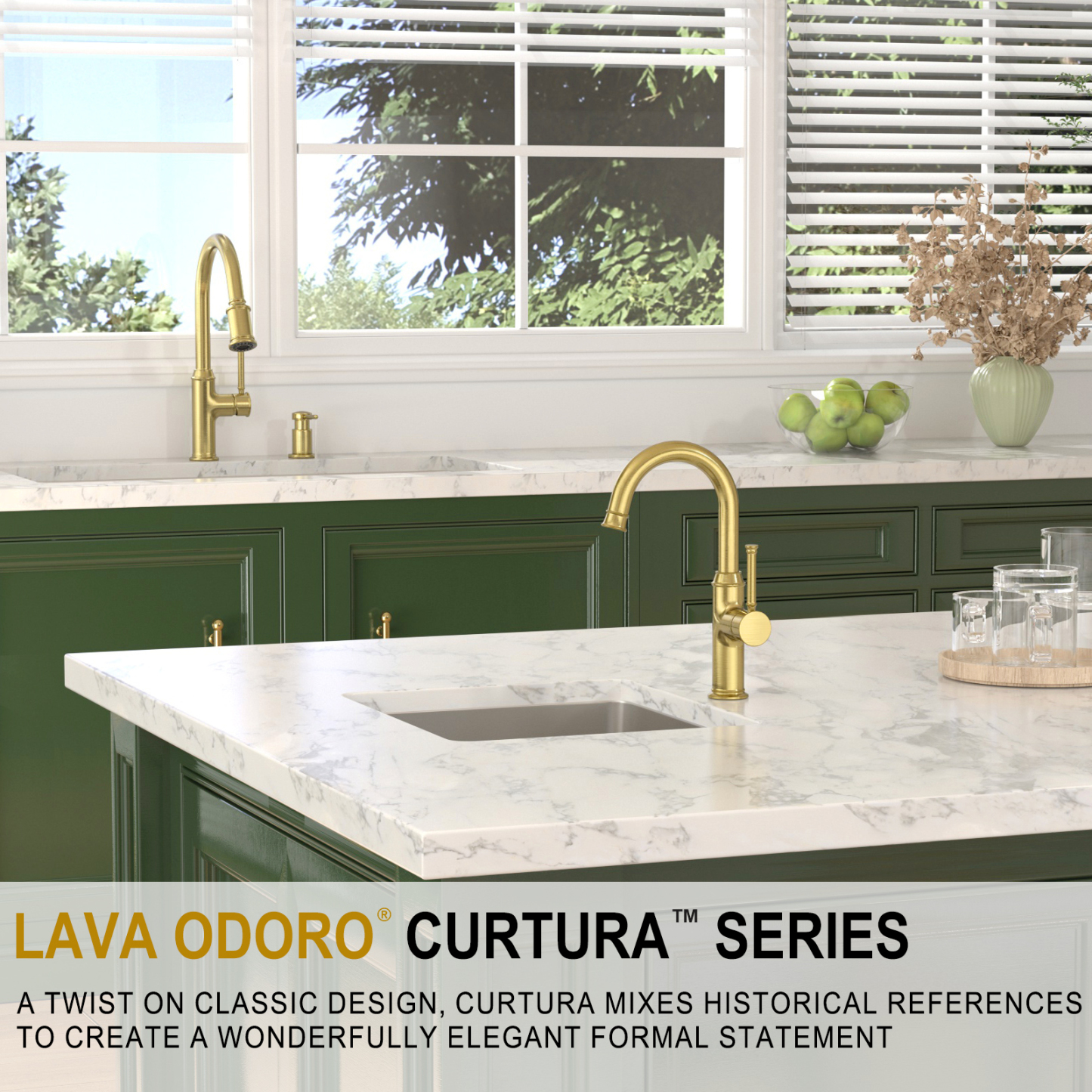 Kitchen Bar Faucet, Brushed Gold, KBF201, Lava Odoro