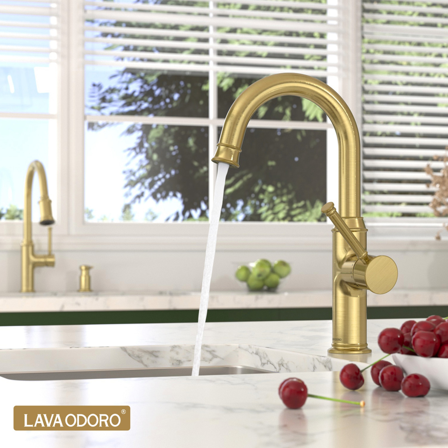Kitchen Bar Faucet, Brushed Gold, KBF201, Lava Odoro