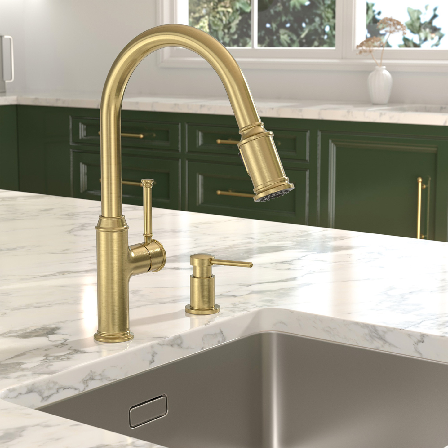 Soap Dispenser for Kitchen Sink, Brushed Gold, 18 Oz. - Lava Odoro