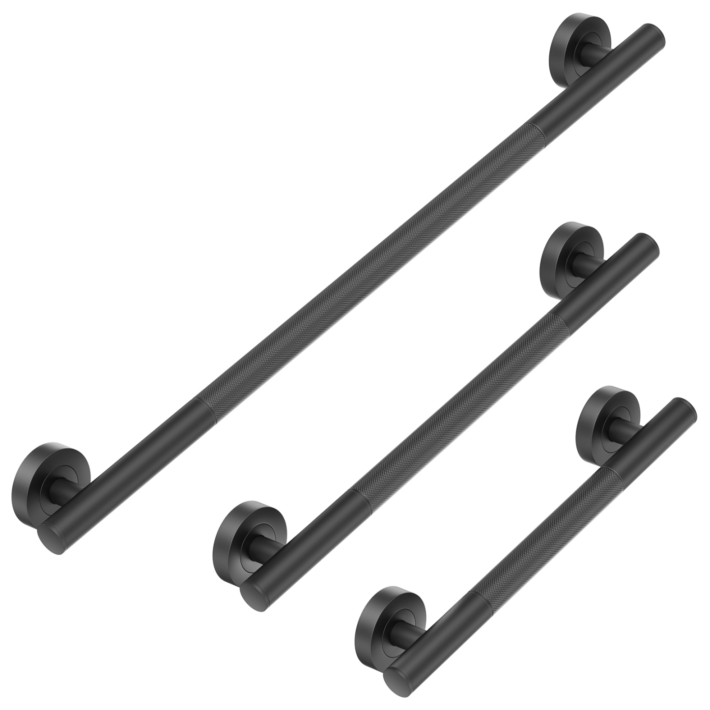Anti-Slip Knurling Shower Grab Bars,3 Pack 36" 24" 18"