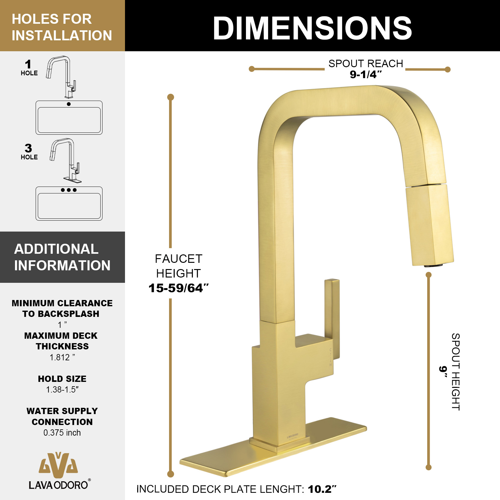 Magnetic Pull Down Kitchen Faucet, KF182 - LAVA ODORO