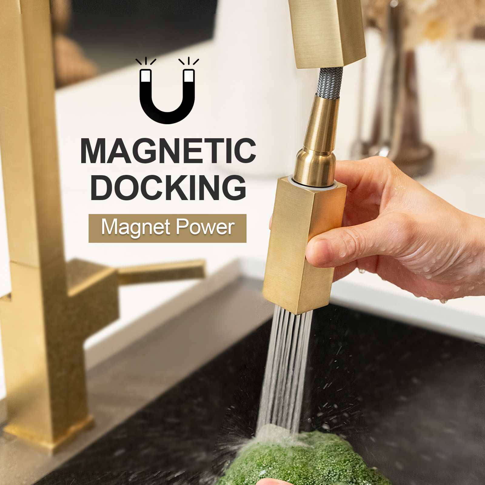 Magnetic Pull Down Kitchen Faucet, KF182 - LAVA ODORO