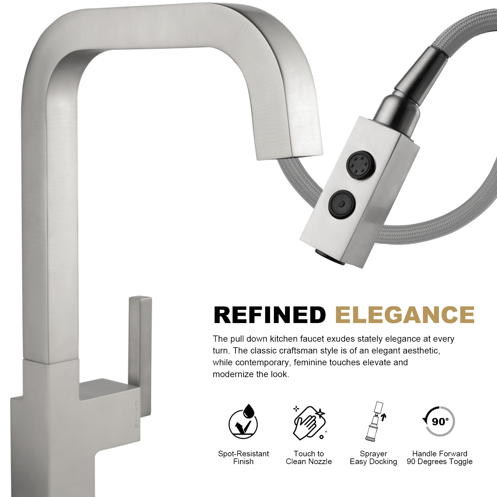 Magnetic Pull Down Kitchen Faucet, KF182 - LAVA ODORO