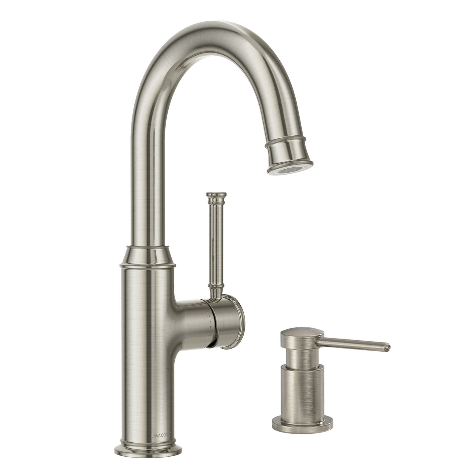 Bar Sink Faucet with Soap Dispenser, Brushed Nickel, Lava Odoro