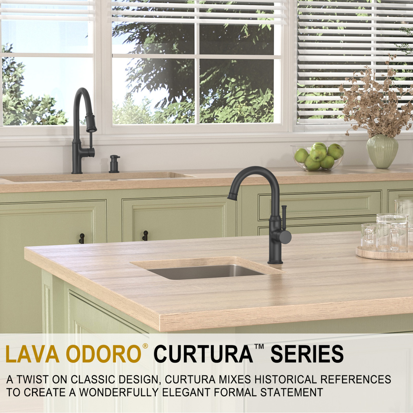 Kitchen Bar Faucet, Matte Black, KBF201, Lava Odoro