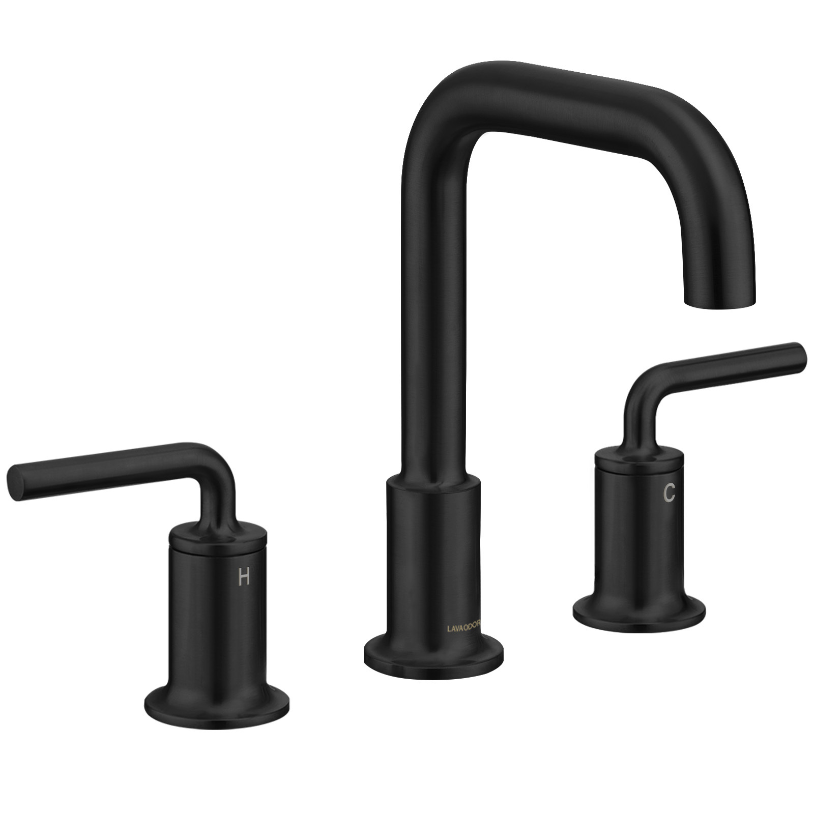3 Hole Bathroom Faucet with Drain Assembly, Matte Black, BF503, Lava Odoro