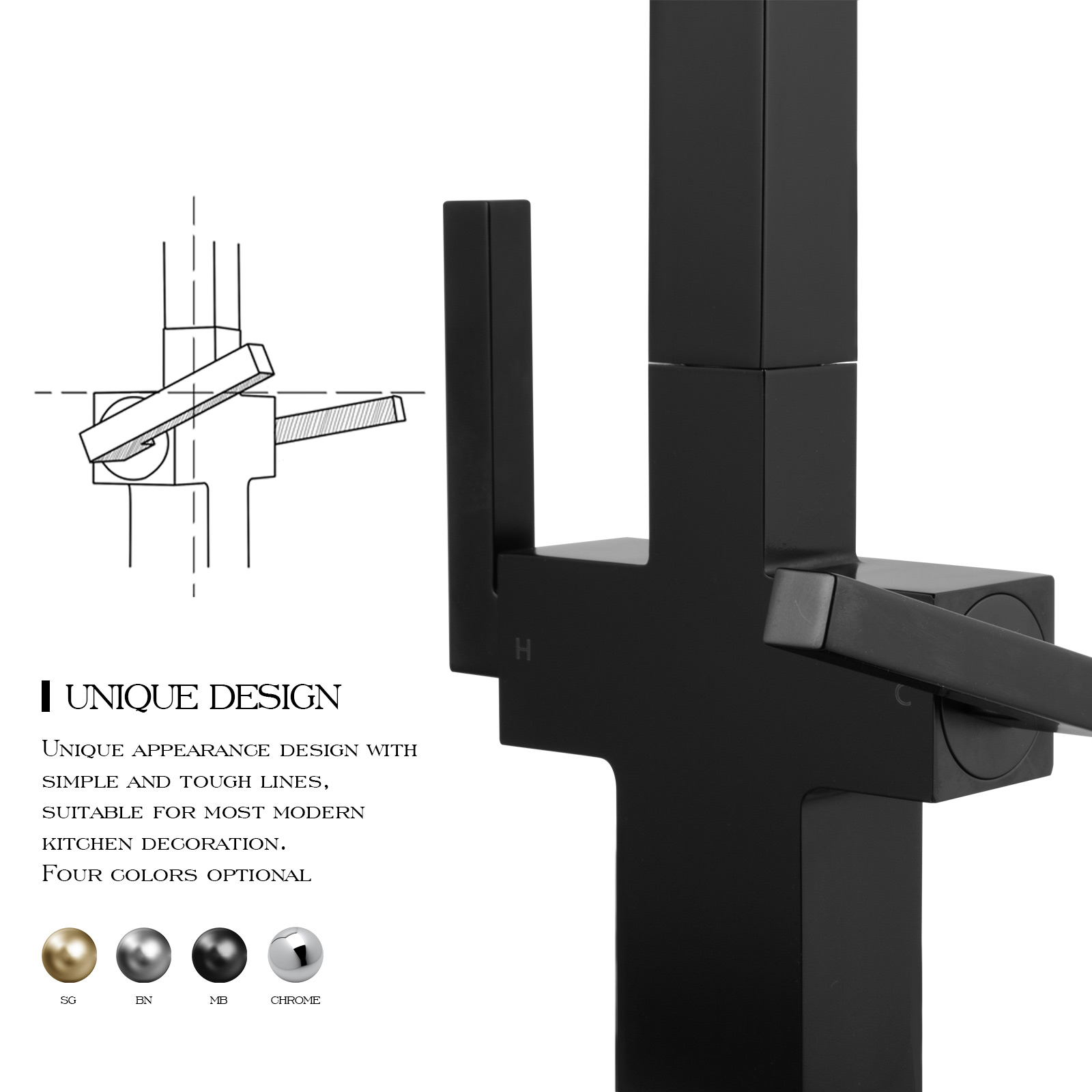 Kitchen Faucet with Pull Down Sprayer KF802 - Lava Odoro -LAVA ODORO