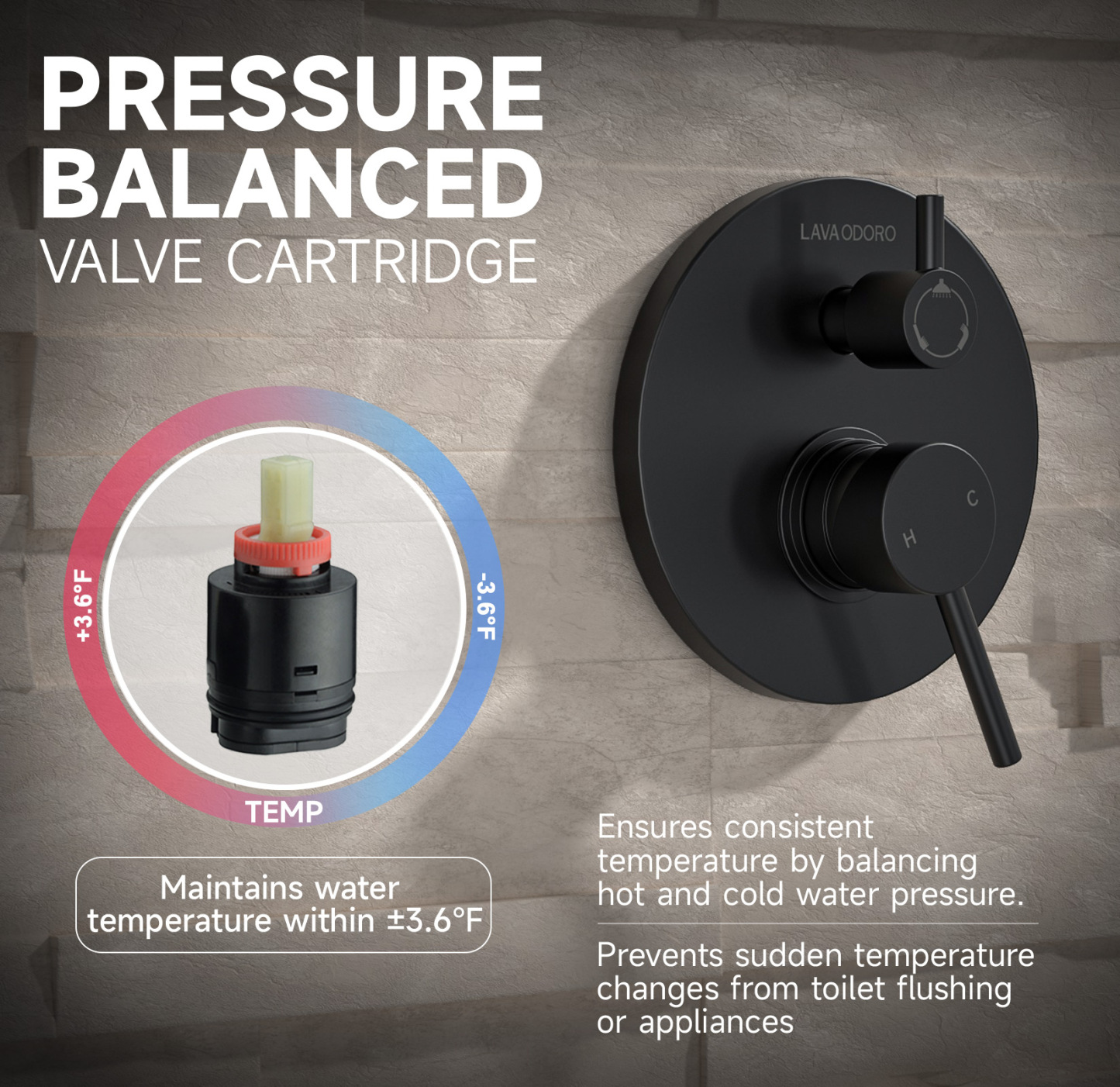 Modern 3-Setting Round Rain Shower Faucet Set, SF104-MB