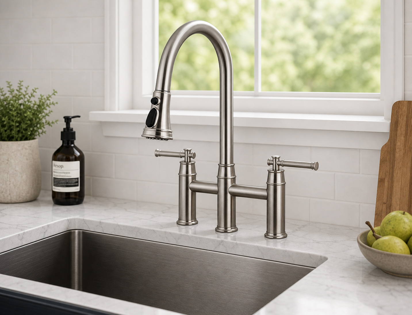Bridge Kitchen Faucet With Pull Down Sprayer KF501