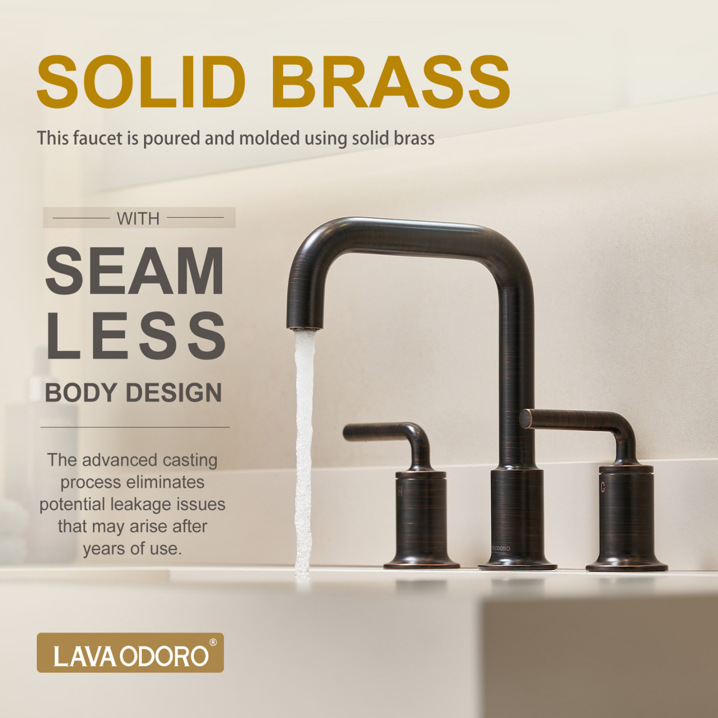 3 Hole Bathroom Faucet with Drain Assembly, Oil Rubbed Bronze, BF503, Lava Odoro