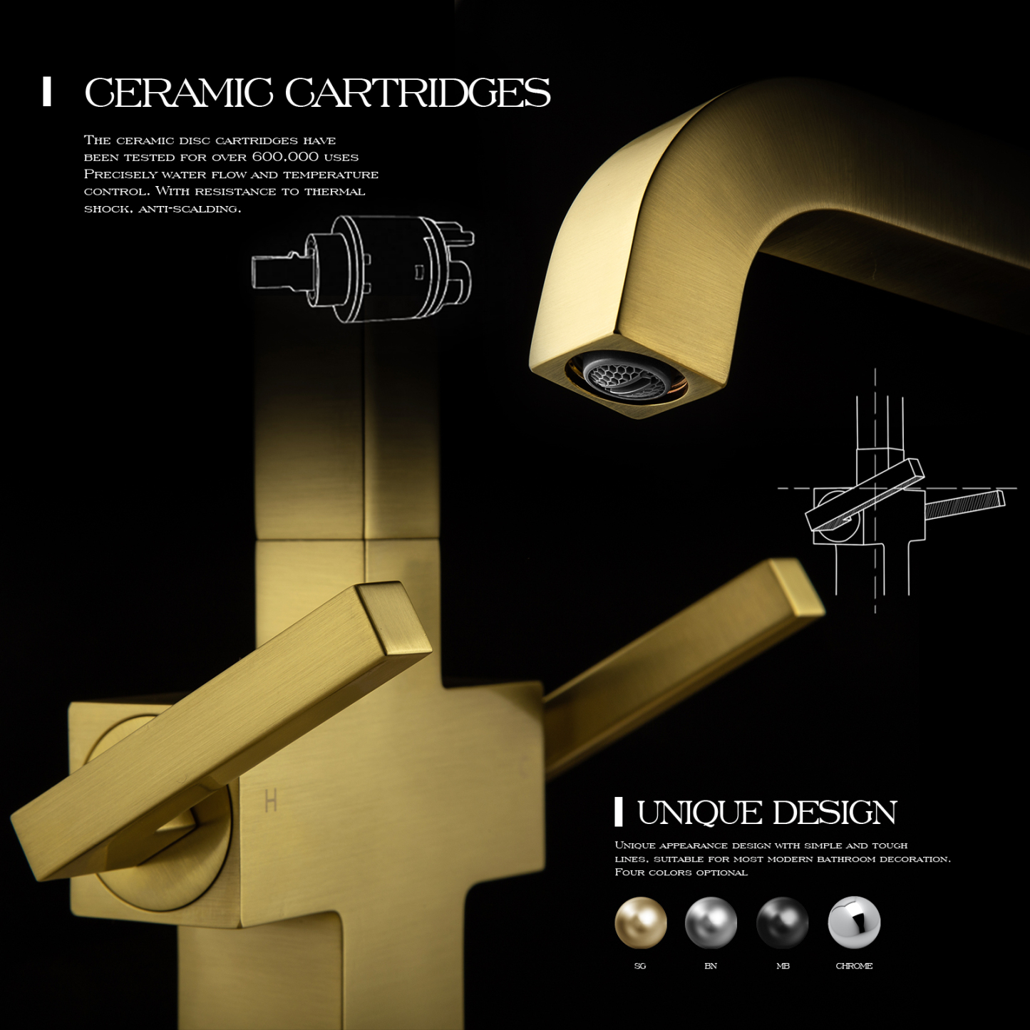 Bathroom Faucet Single Hole Two Handle Bathroom Sink Faucet High Arc Swivel BF705 I Lava Odoro -LAVA ODORO