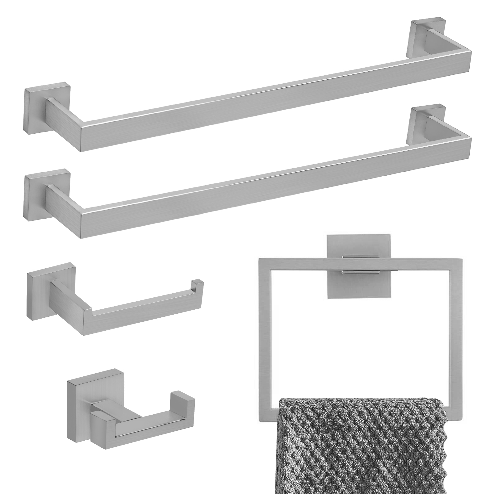 5 - Piece Square Towel Bar Set HBL-R019 - Lava Odoro-LAVA ODORO