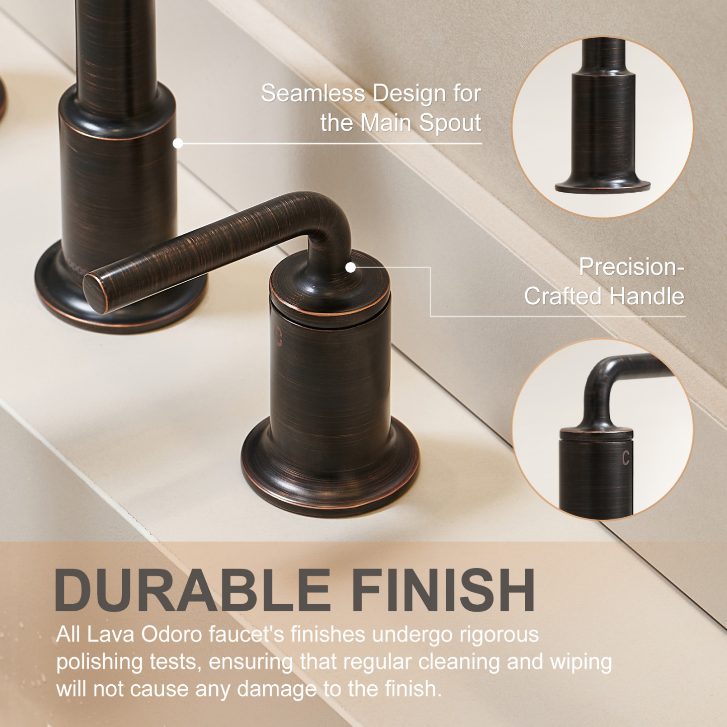 3 Hole Bathroom Faucet with Drain Assembly, Oil Rubbed Bronze, BF503, Lava Odoro