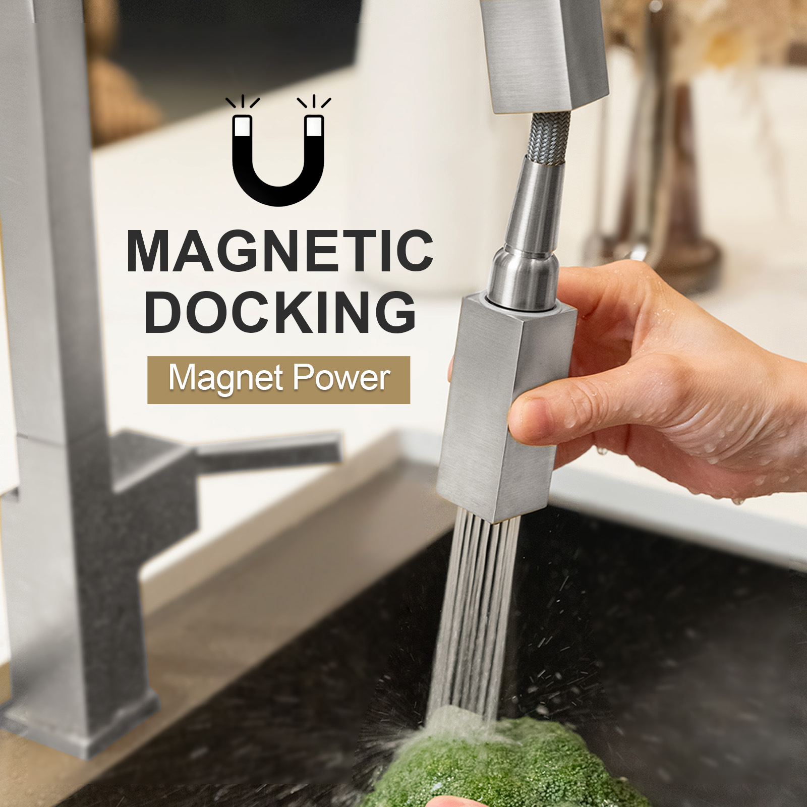 Magnetic Pull Down Kitchen Faucet, KF182 - LAVA ODORO