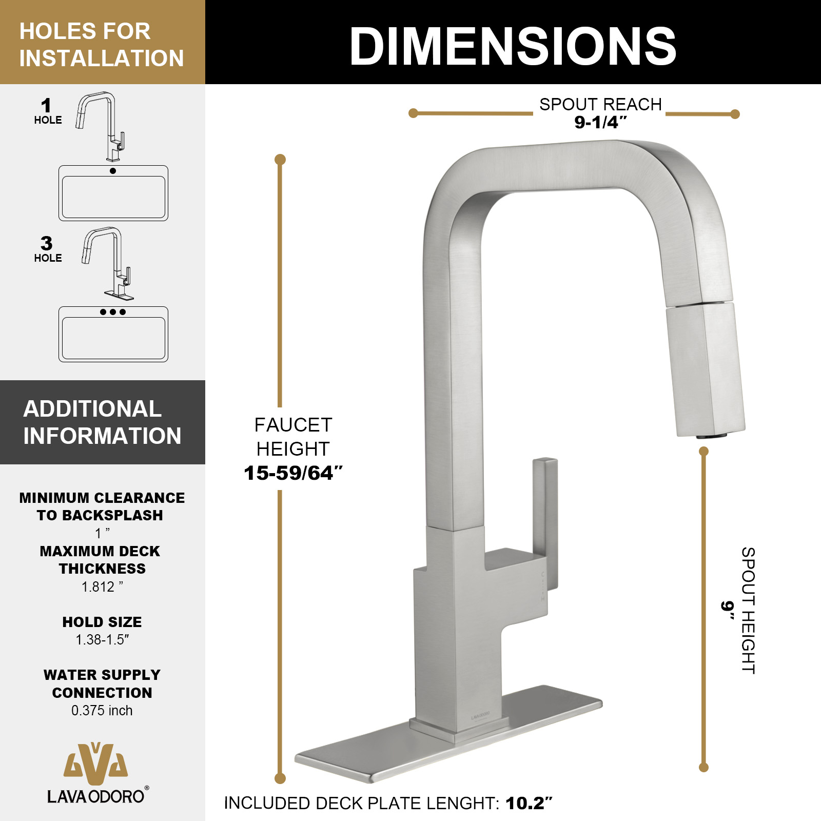 Magnetic Pull Down Kitchen Faucet, KF182 - LAVA ODORO