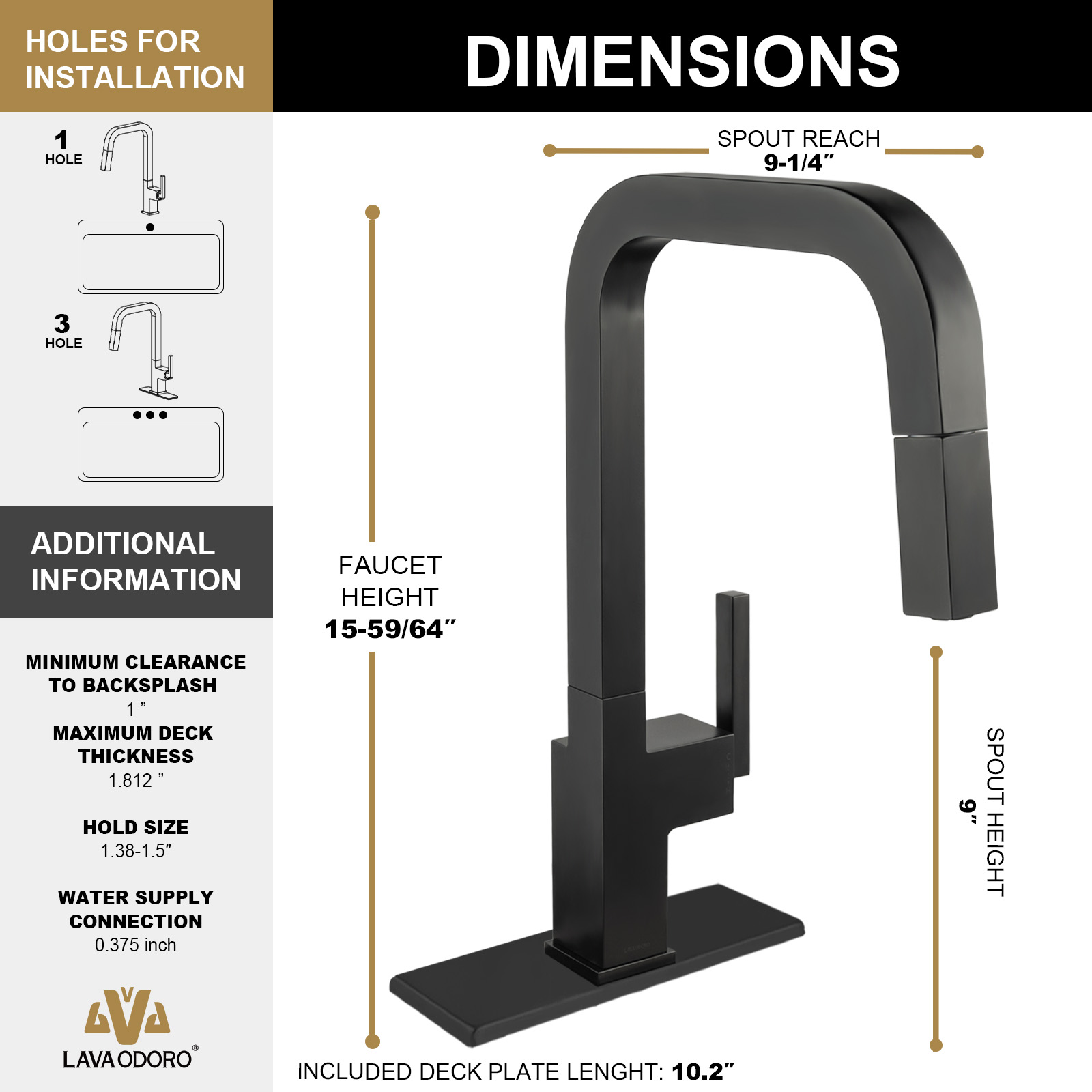 Magnetic Pull Down Kitchen Faucet, KF182 - LAVA ODORO