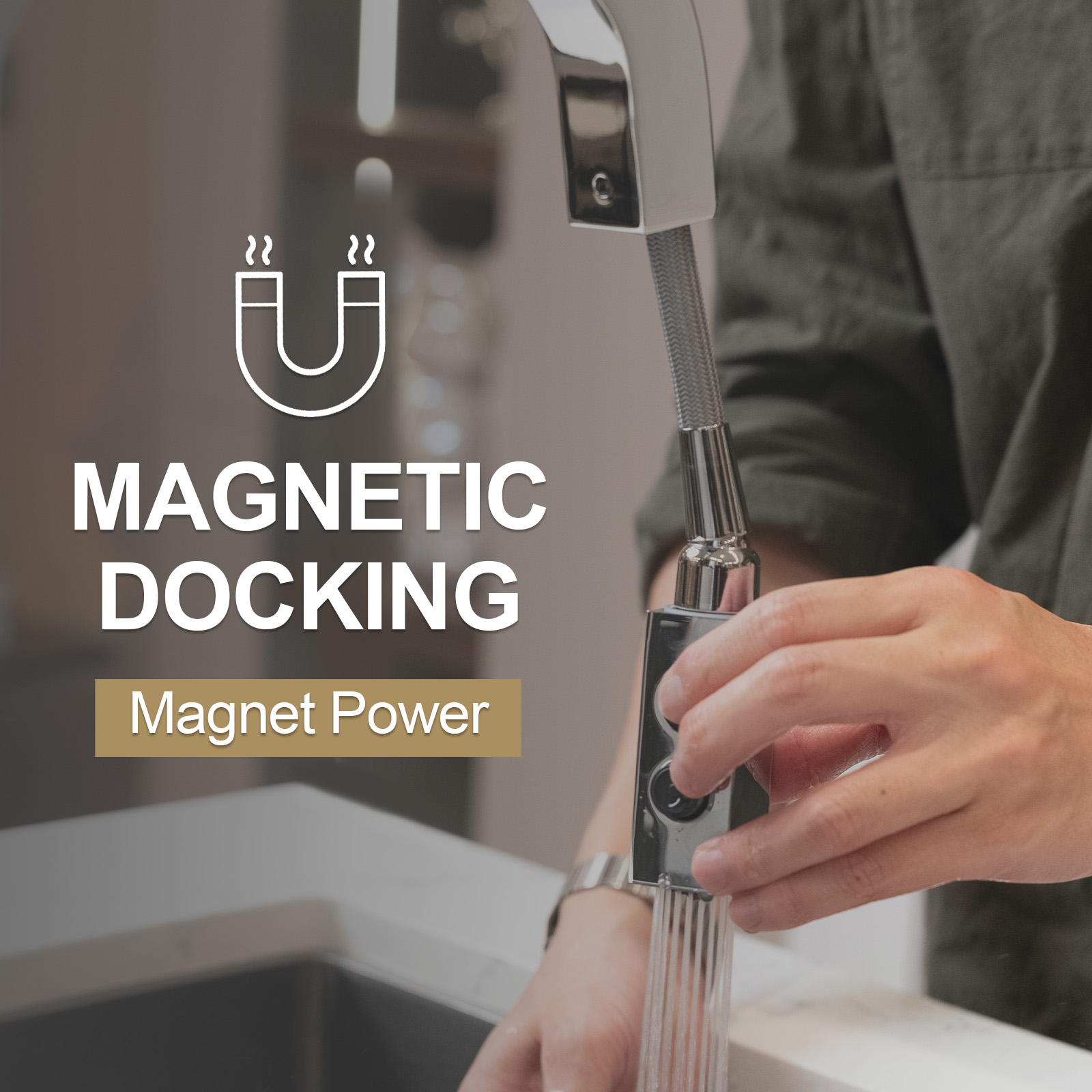 Magnetic Pull Down Kitchen Faucet, KF182 - LAVA ODORO