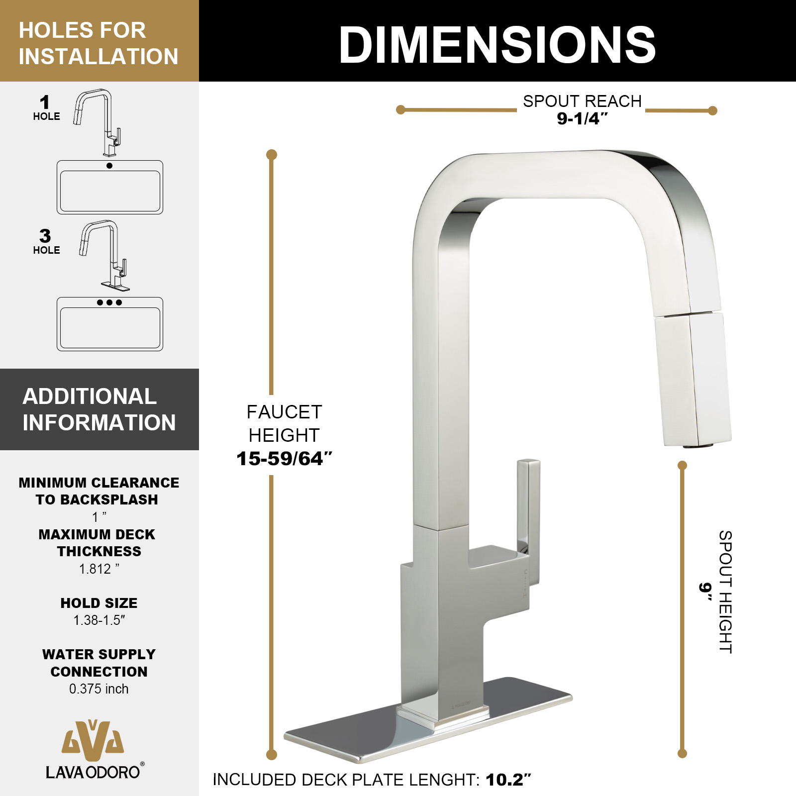 Magnetic Pull Down Kitchen Faucet, KF182 - LAVA ODORO