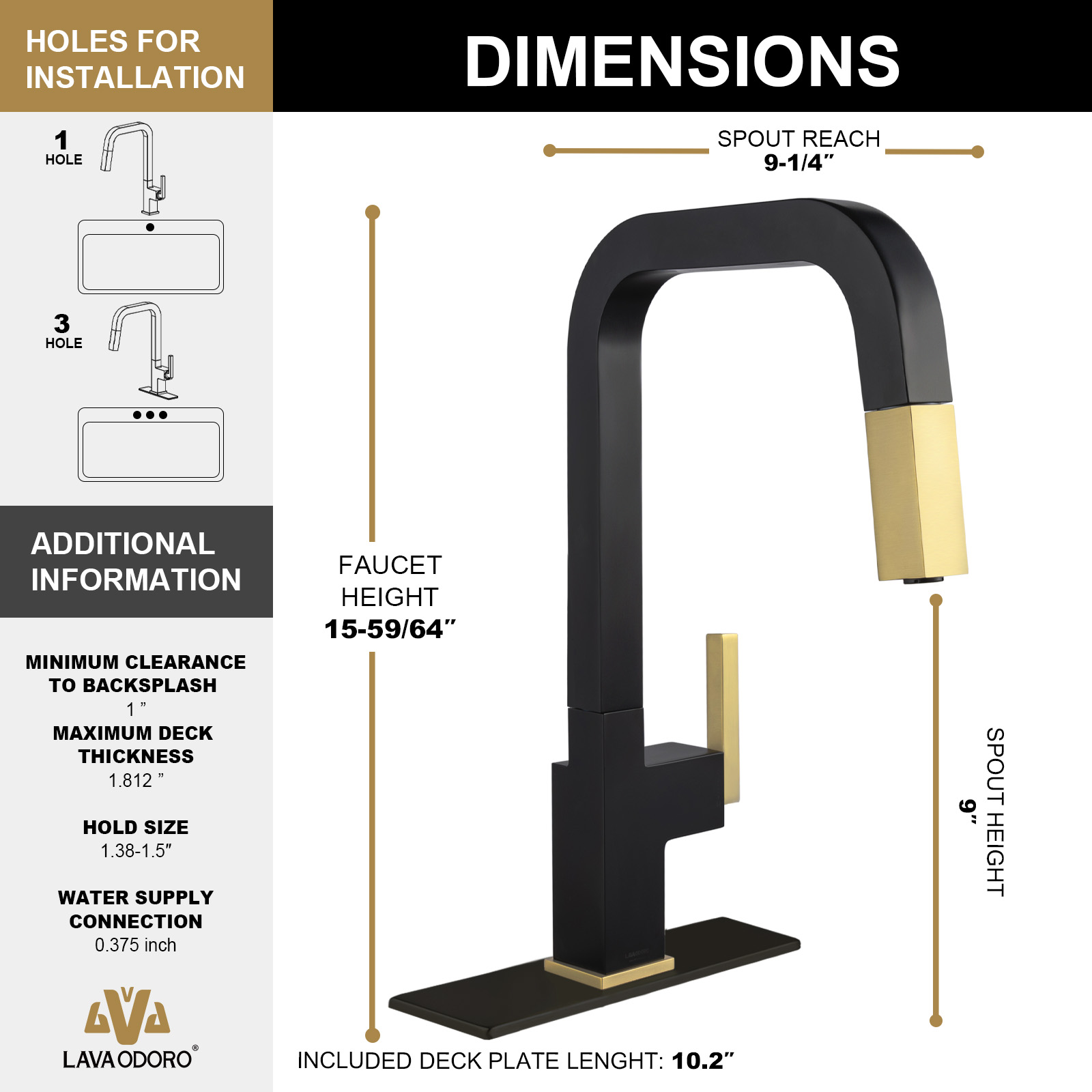 Magnetic Pull Down Kitchen Faucet, KF182 - LAVA ODORO