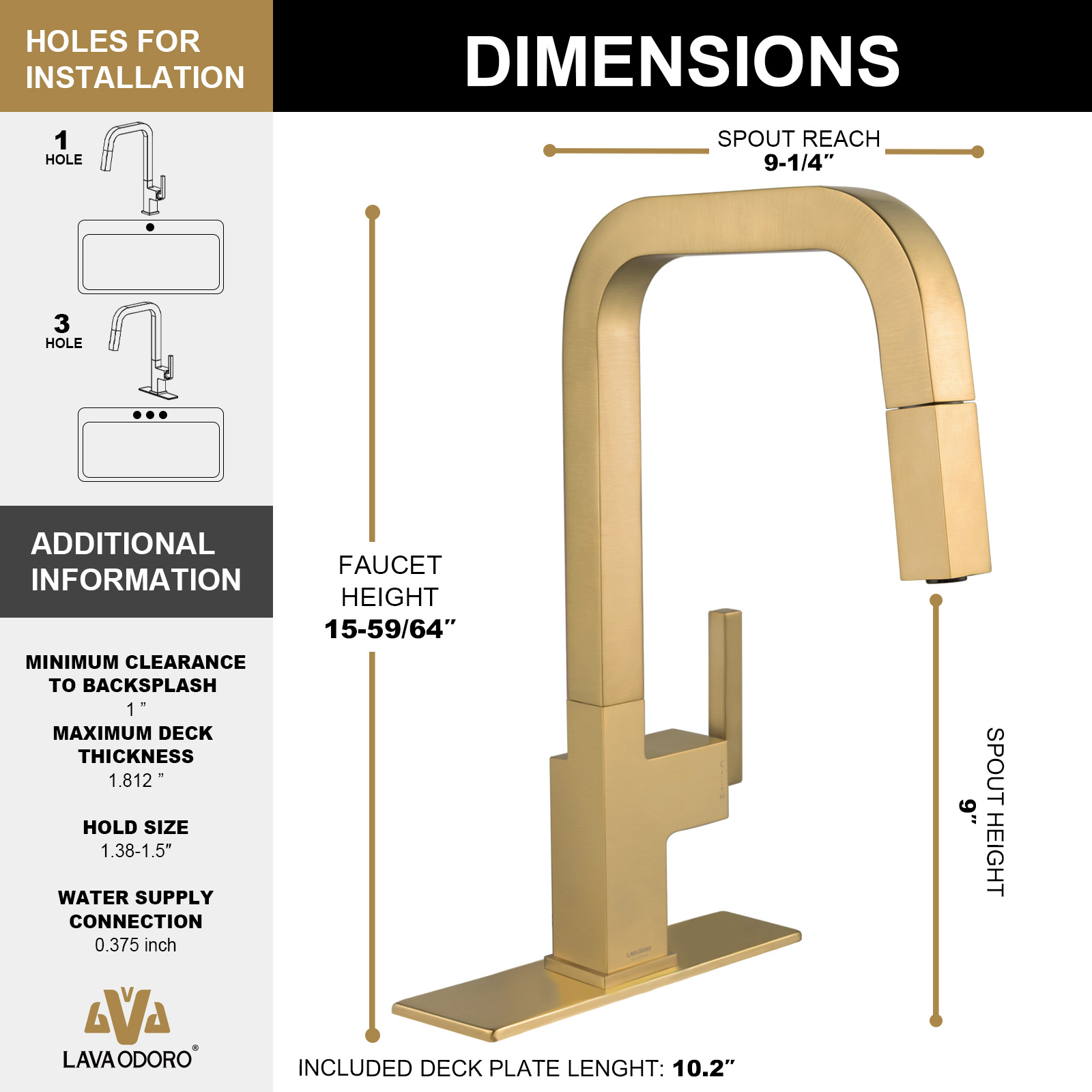 Magnetic Pull Down Kitchen Faucet, KF182 - LAVA ODORO