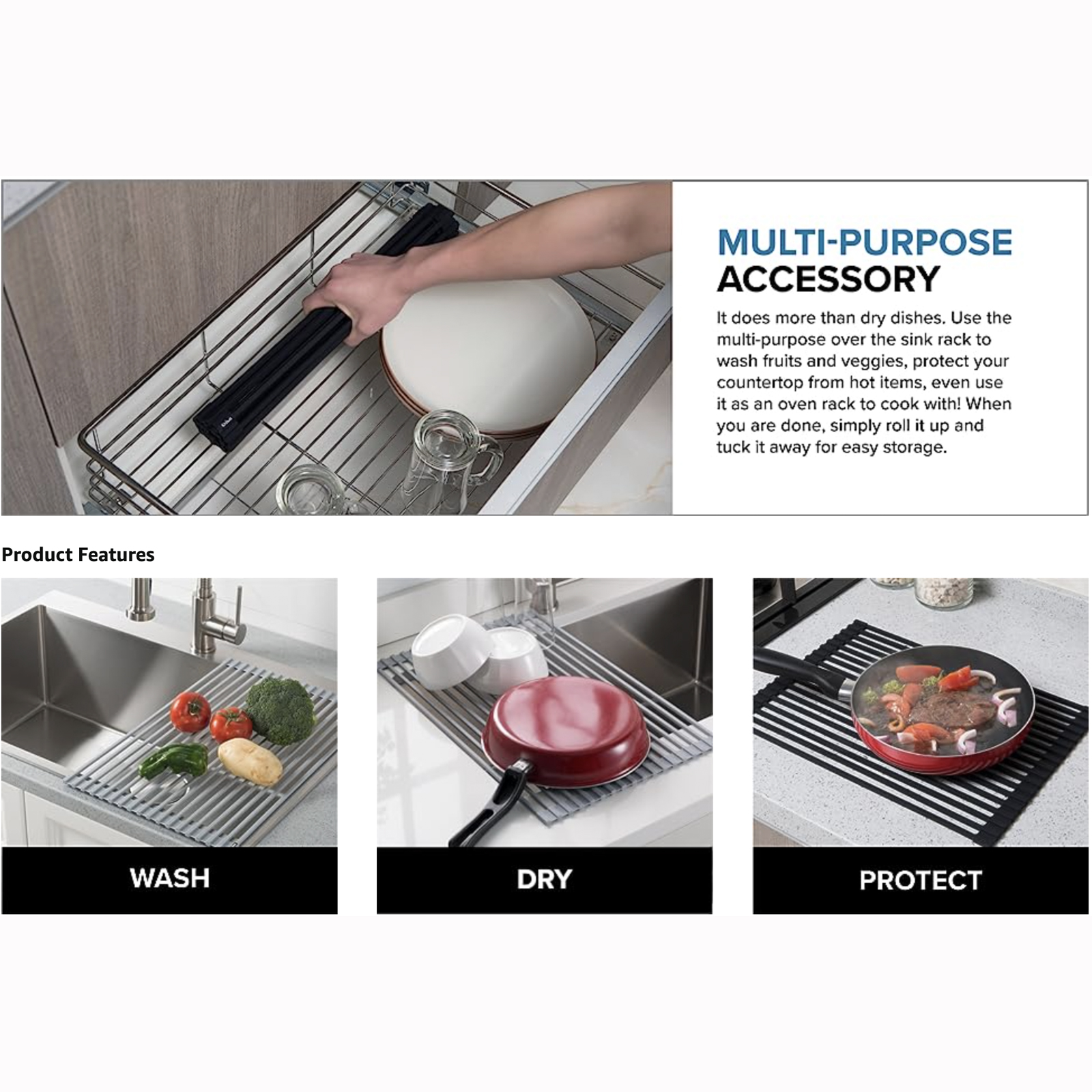 Over-Sink Roll-Up Dish Drying Rack - Lava Odoro-LAVA ODORO