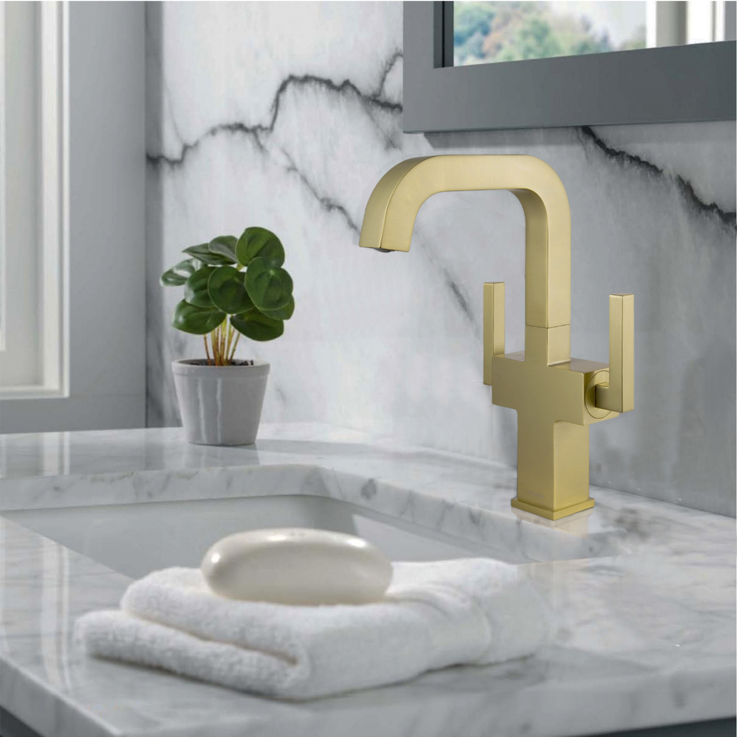 Bathroom Faucet Single Hole Two Handle Bathroom Sink Faucet High Arc Swivel BF705 I Lava Odoro -LAVA ODORO