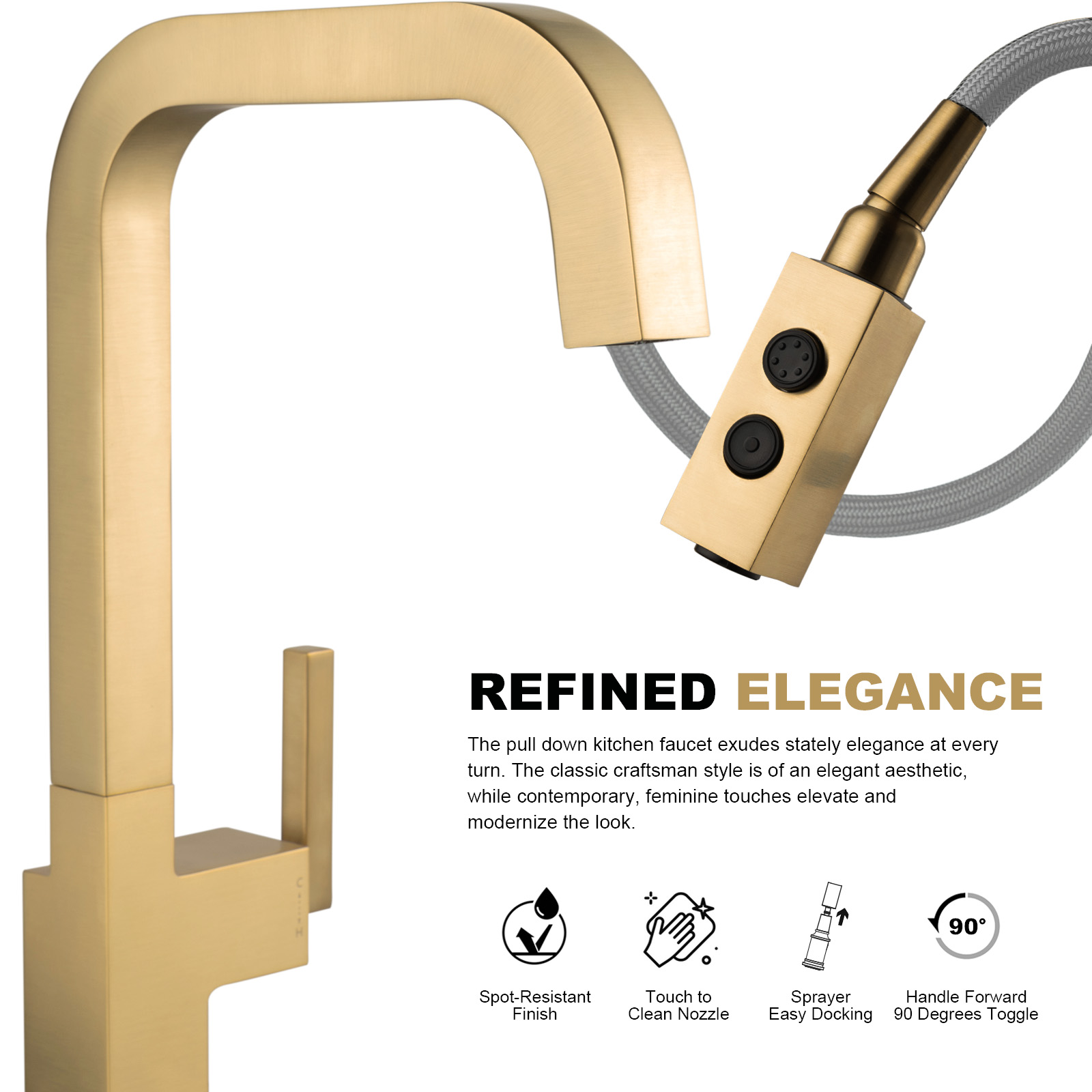 Magnetic Pull Down Kitchen Faucet, KF182 - LAVA ODORO
