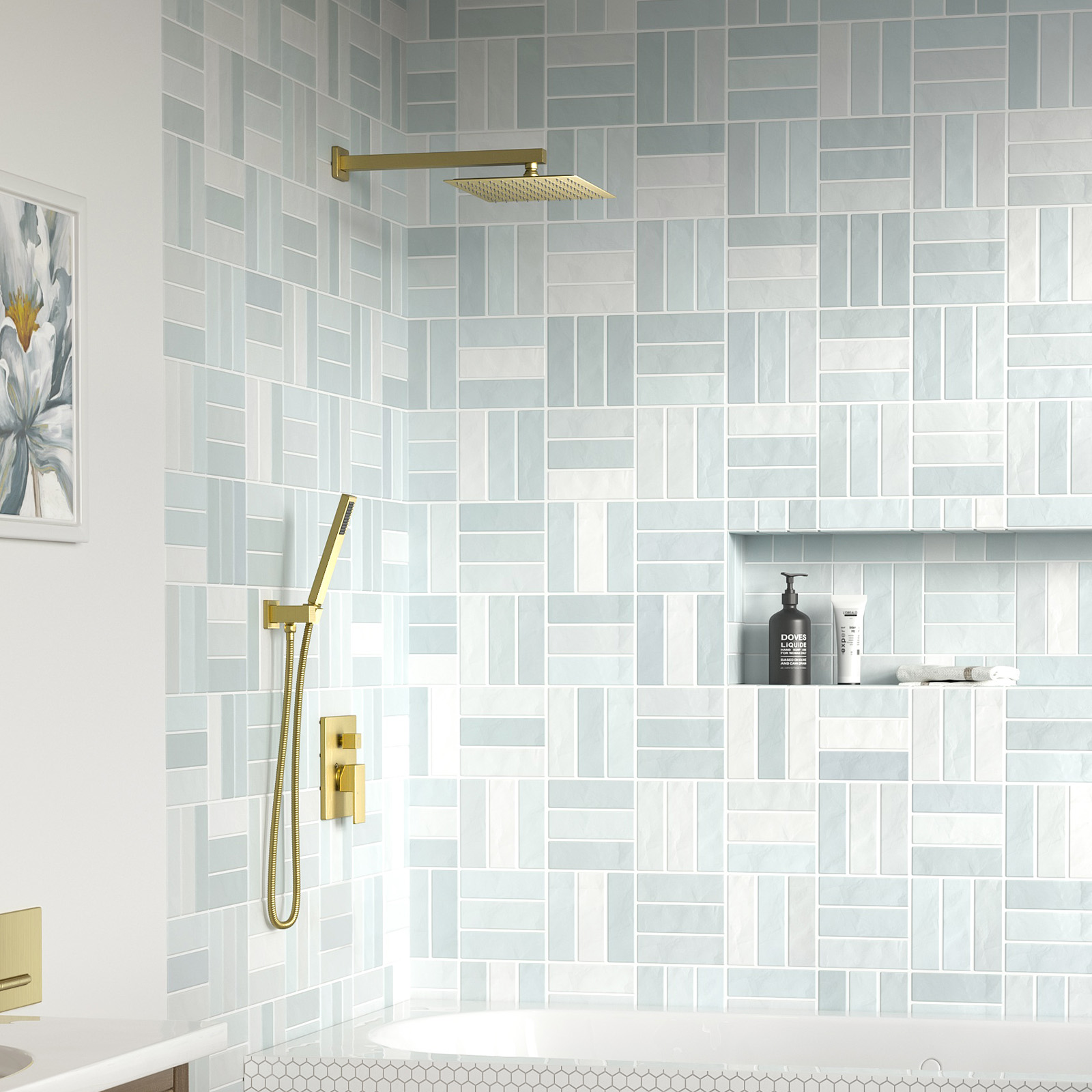square gold shower faucet modern shower trim kit