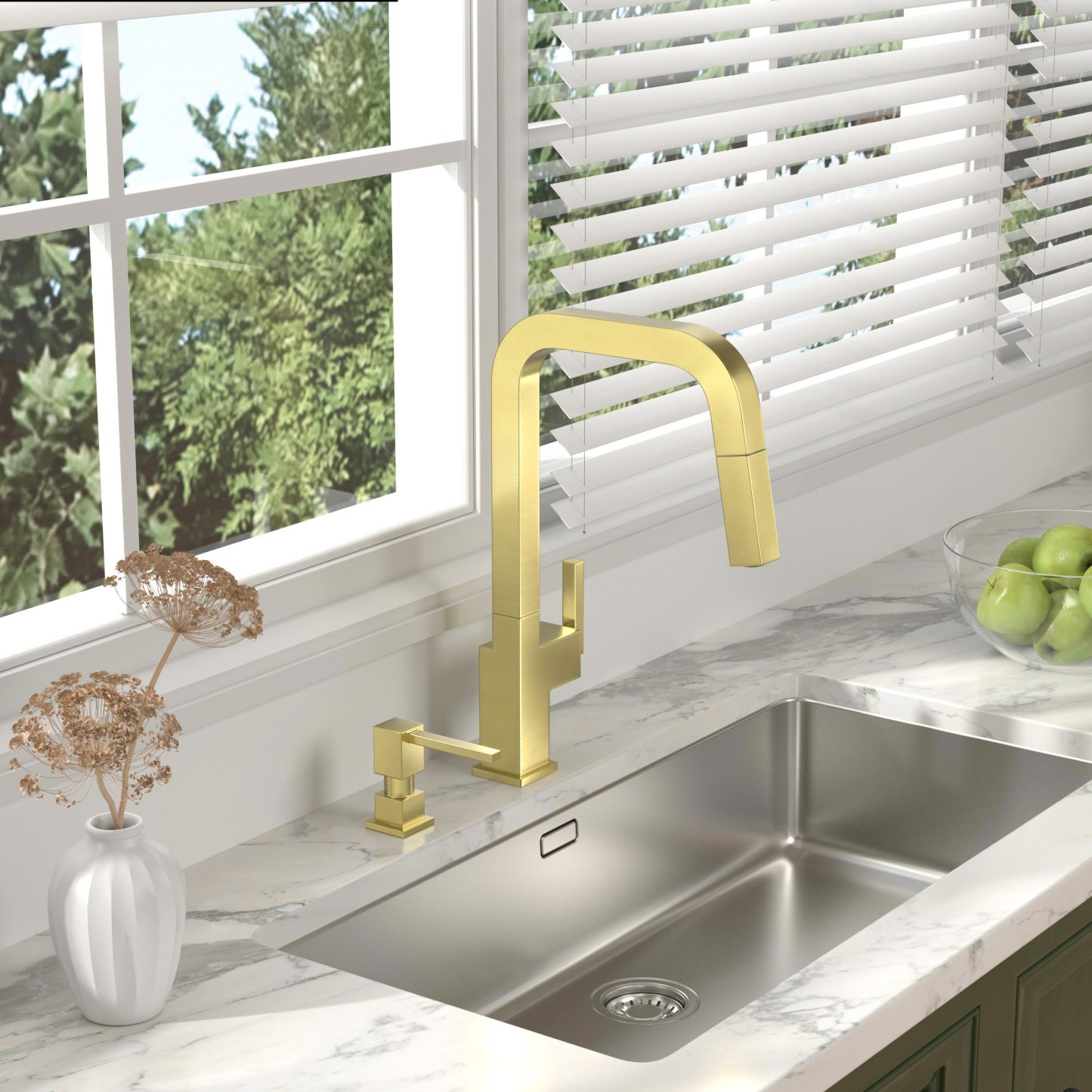 Soap Dispenser for Kitchen Sink, Brushed Gold, KSD-182, Lava Odoro