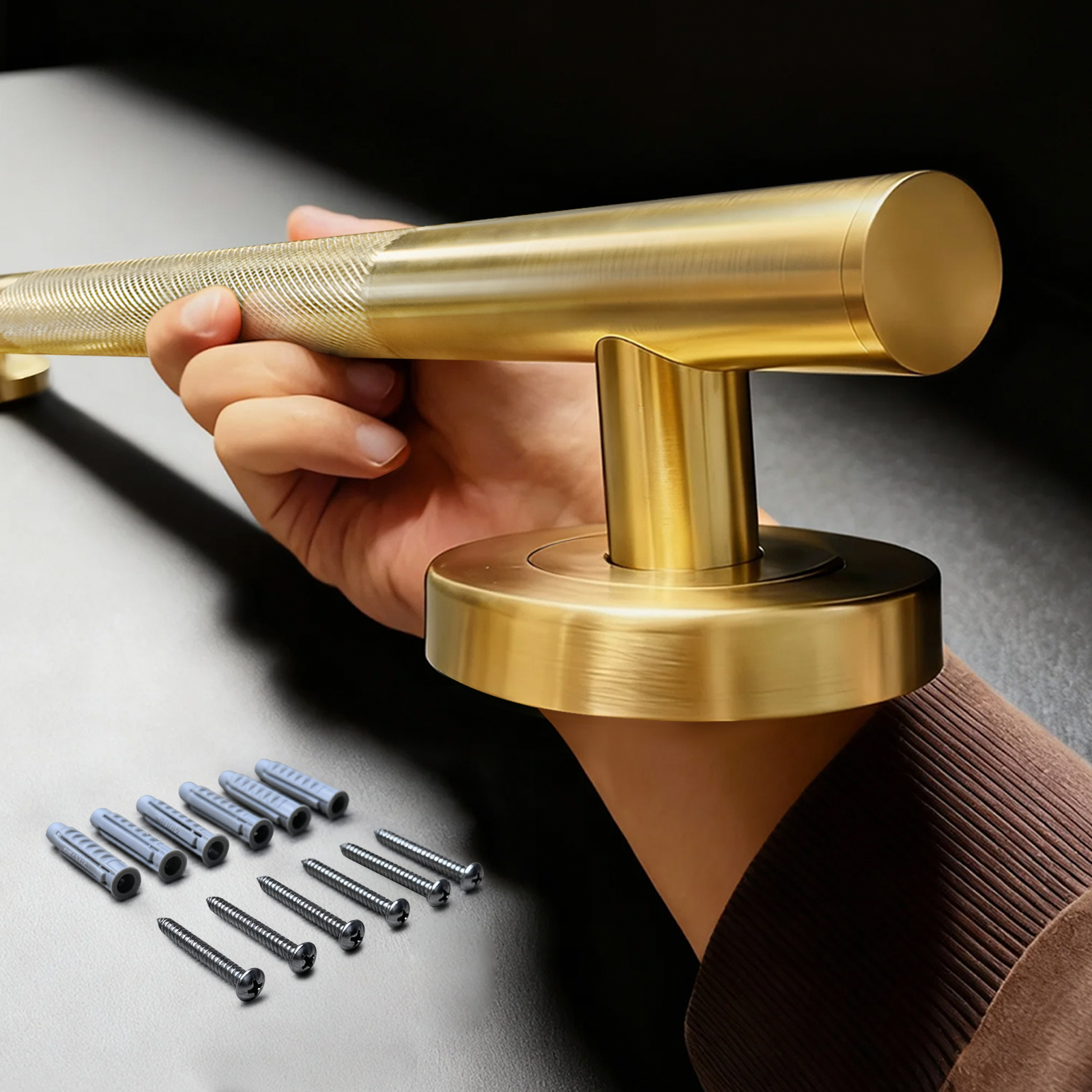 1 Pack 36" Anti-Slip Knurling Black Shower Grab Bars , SG009-K