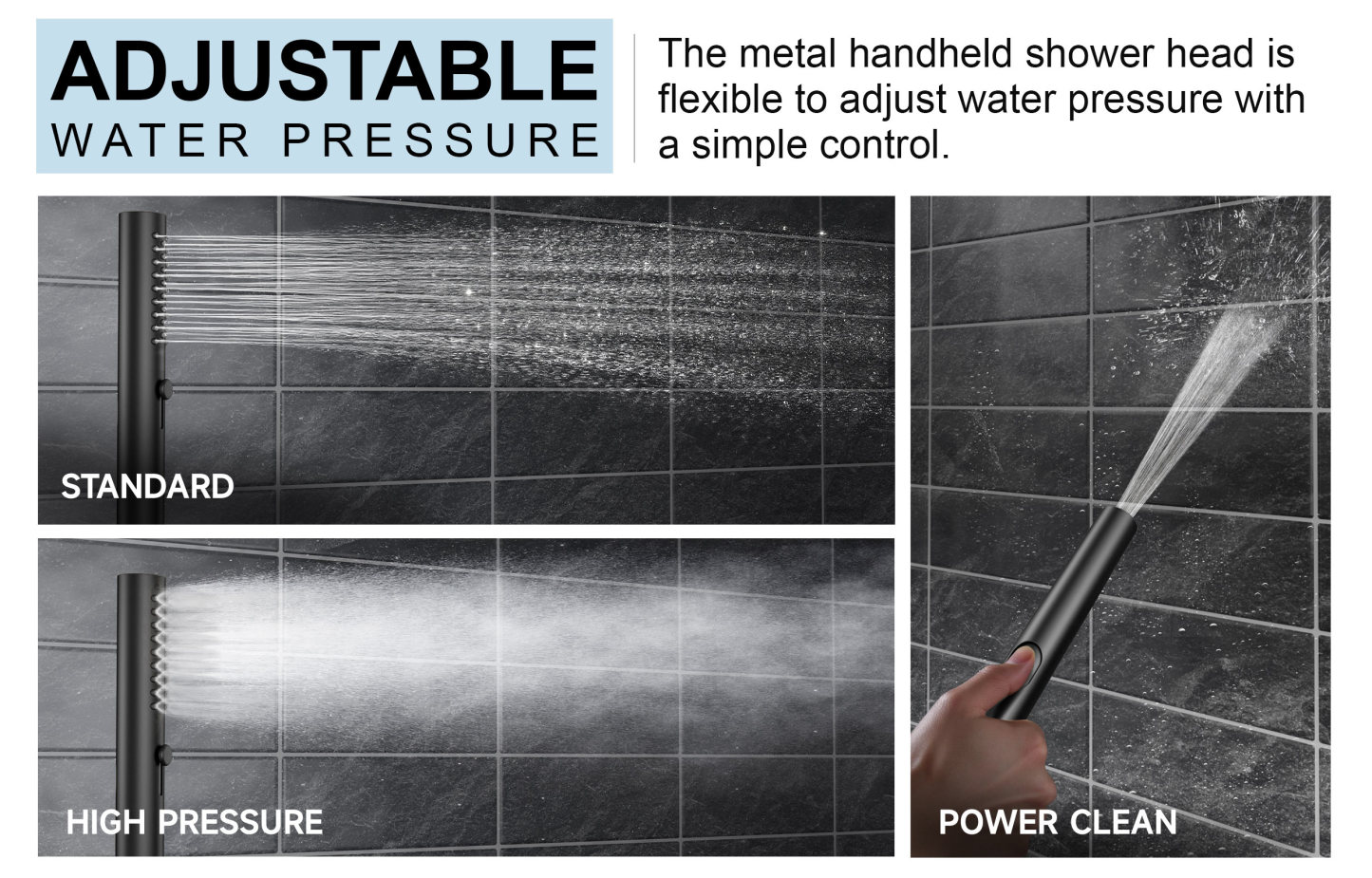 Modern 3-Setting Round Rain Shower Faucet Set, SF104-MB