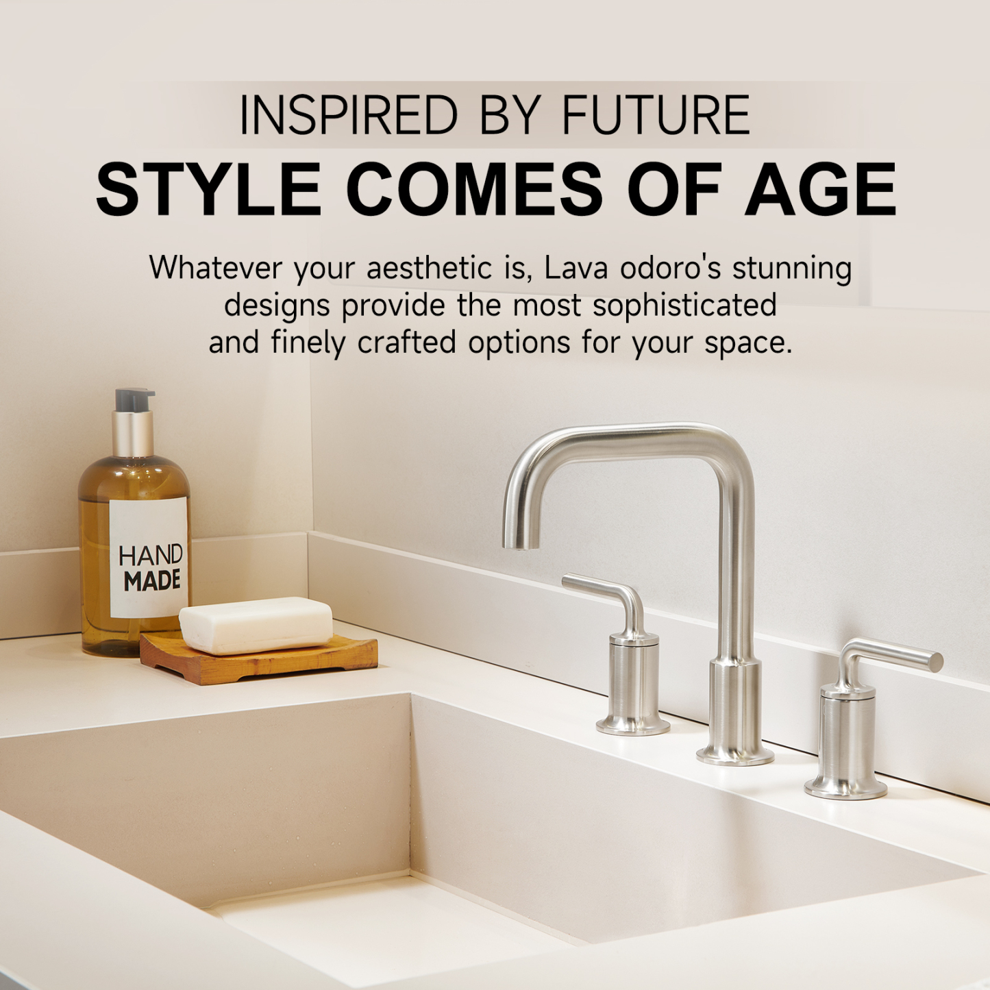 3 Hole Bathroom Faucet with Drain Assembly, Brushed Nickel, BF503, Lava Odoro