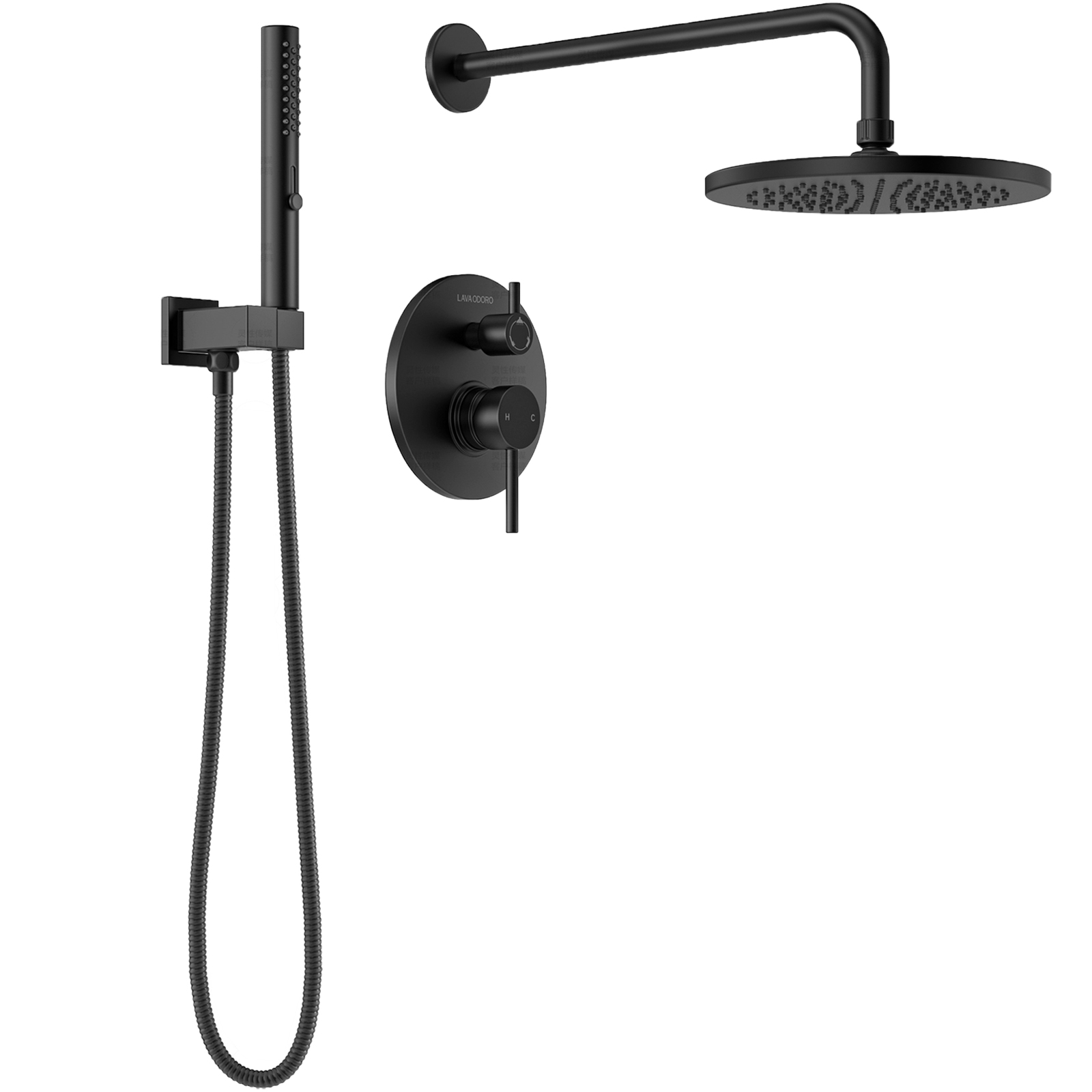 Modern 3-Setting Round Rain Shower Faucet Set, SF104-MB