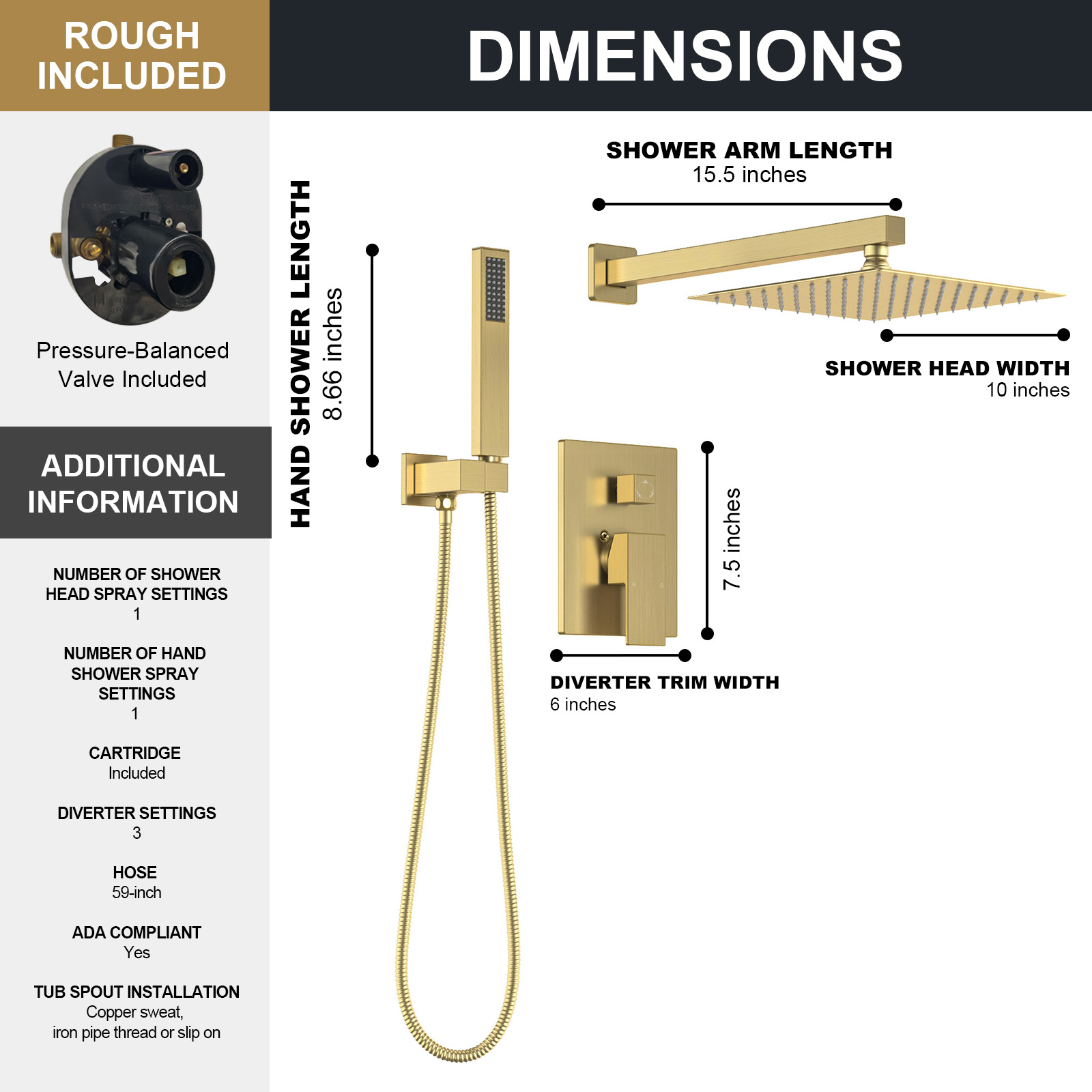 shower head system with handheld gold shower faucet