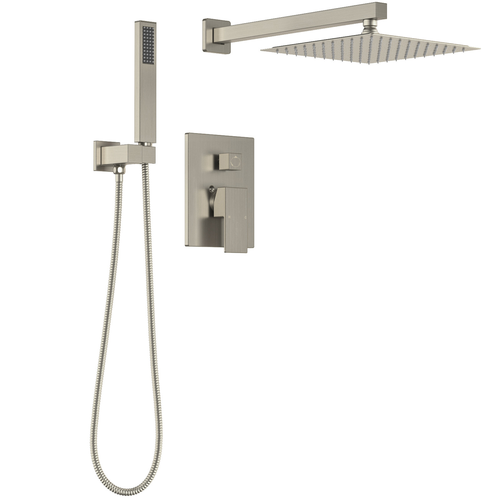 3-Setting Square Shower and Tub Faucet Set with Shower Head and Handheld Sprayer SF103