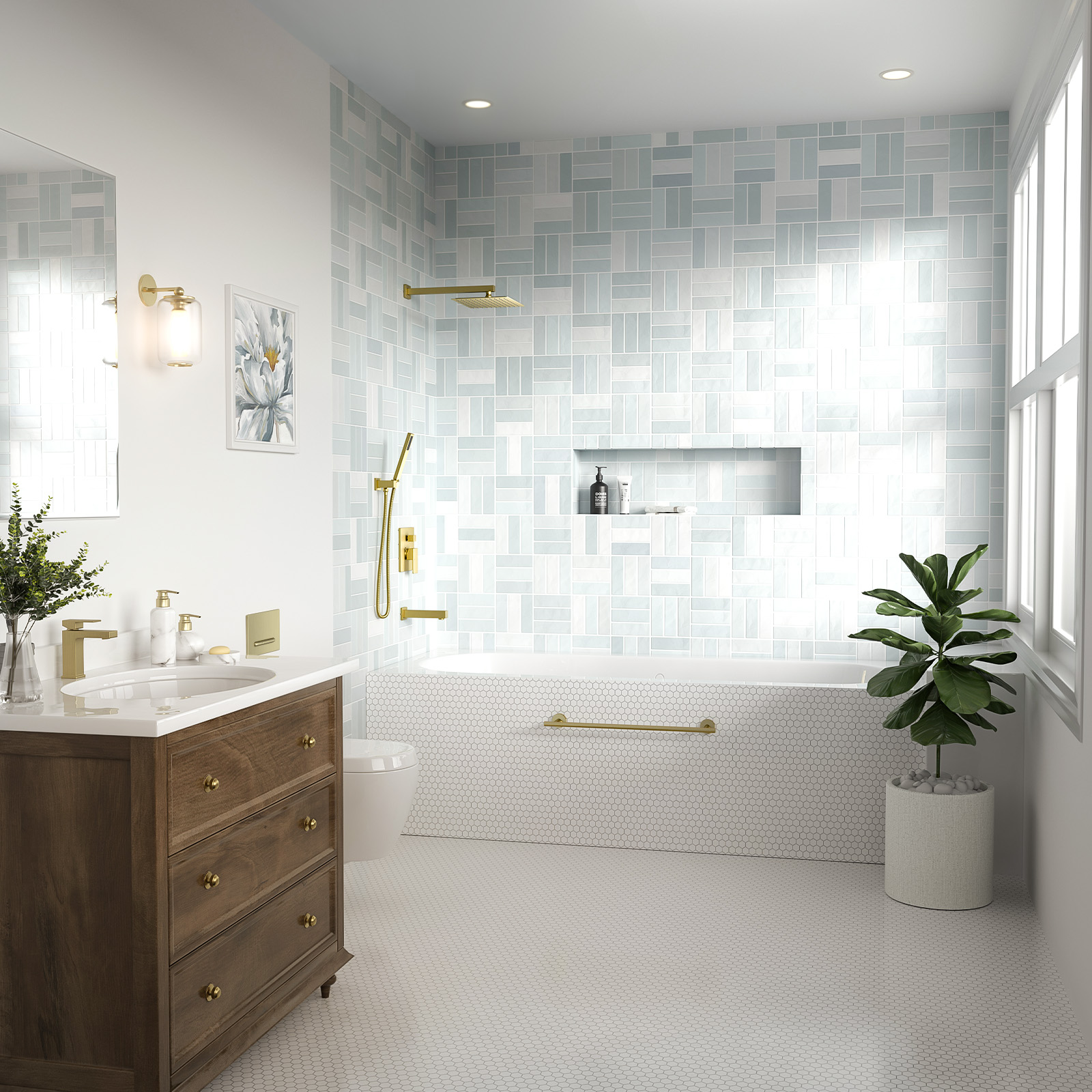 Brushed Gold Tub Spout - Non-diverter, Lava Odoro