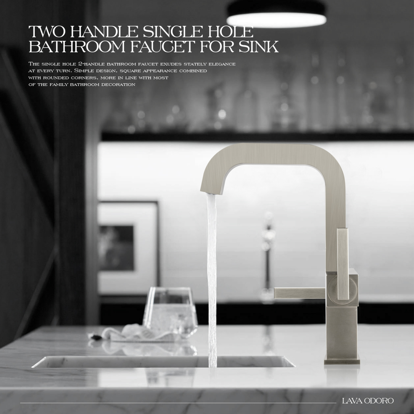 Bathroom Faucet Single Hole Two Handle Bathroom Sink Faucet High Arc Swivel BF705 I Lava Odoro -LAVA ODORO